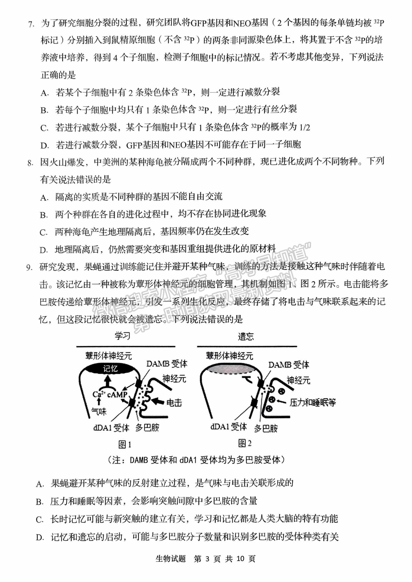 2023山東青島市高三期初檢測(cè)生物試題及參考答案