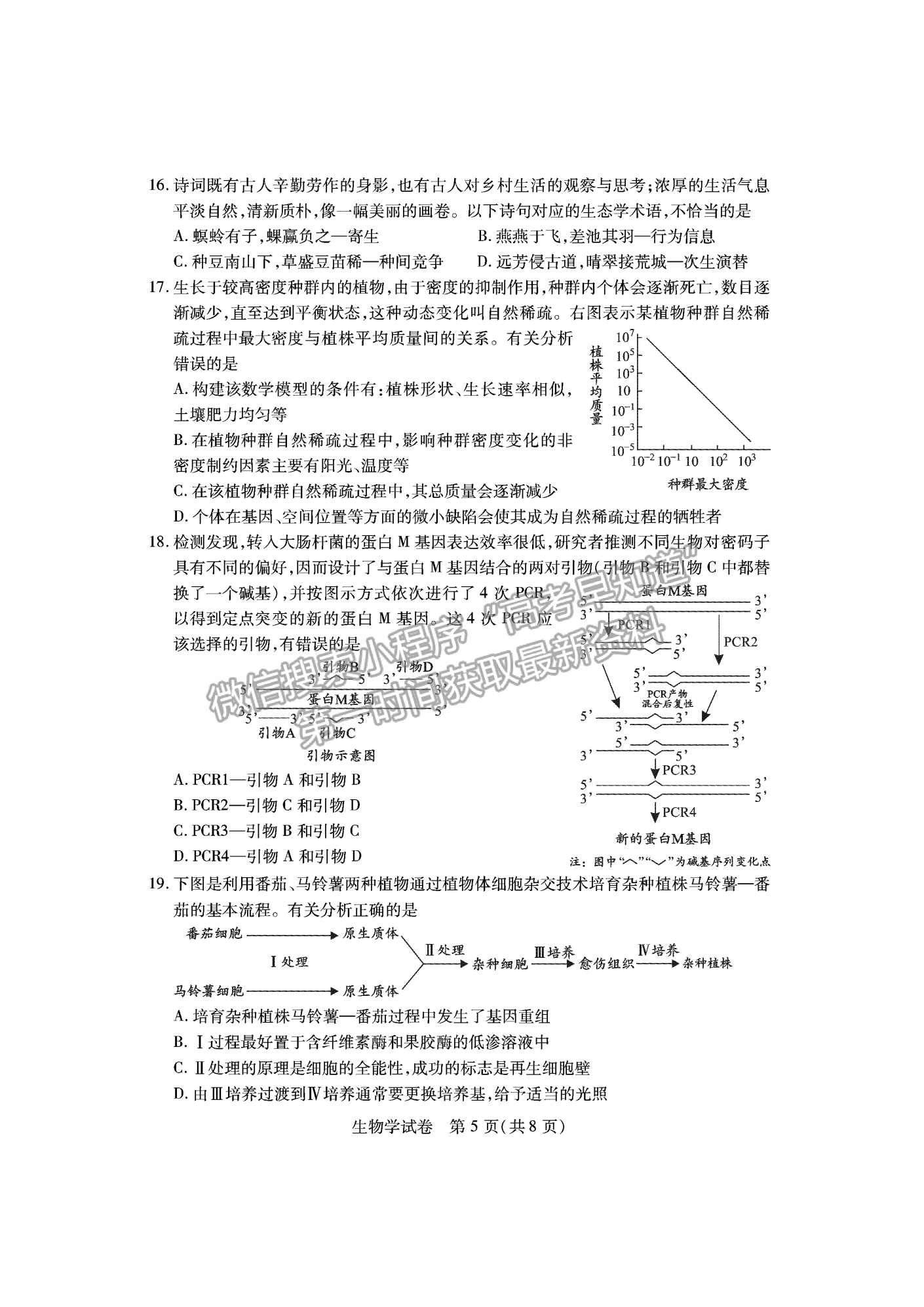 2023屆湖北宜荊荊恩高三9月起點(diǎn)考試生物試卷及參考答案