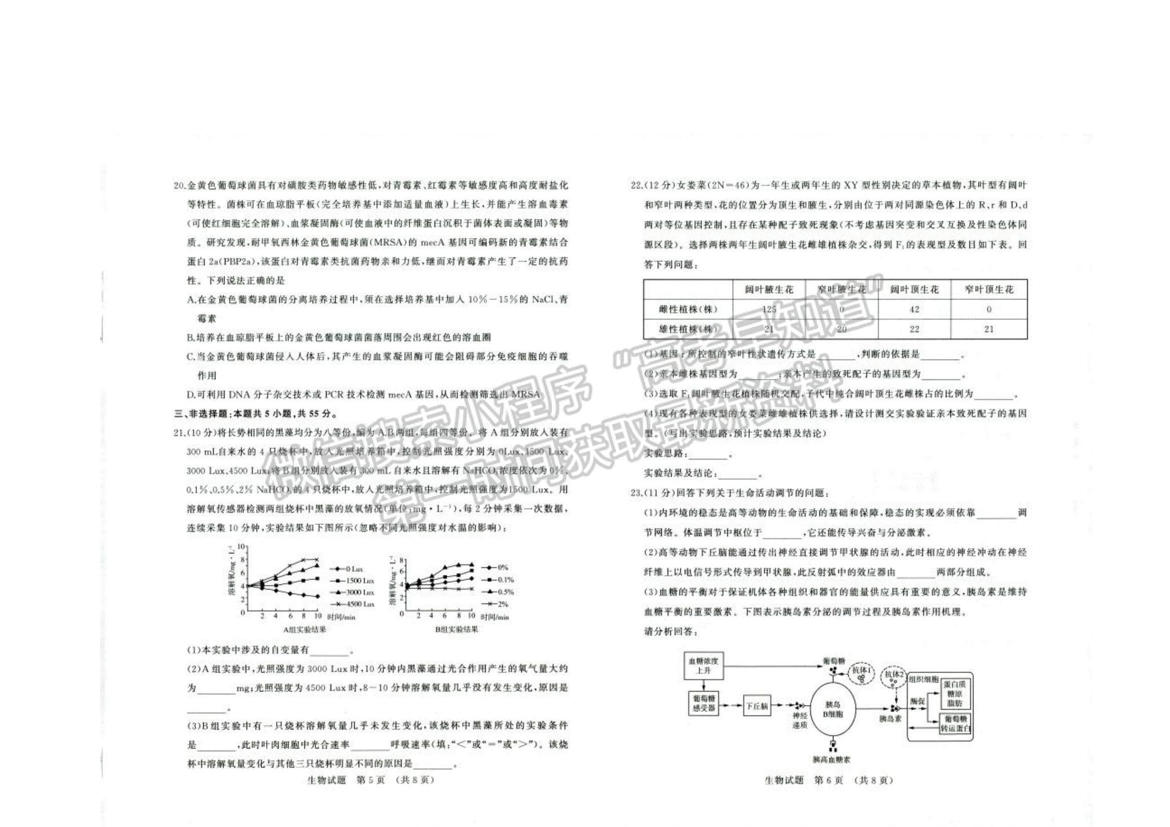 2023山東省濟南市高三上學(xué)期開學(xué)摸底考生物試題及答案