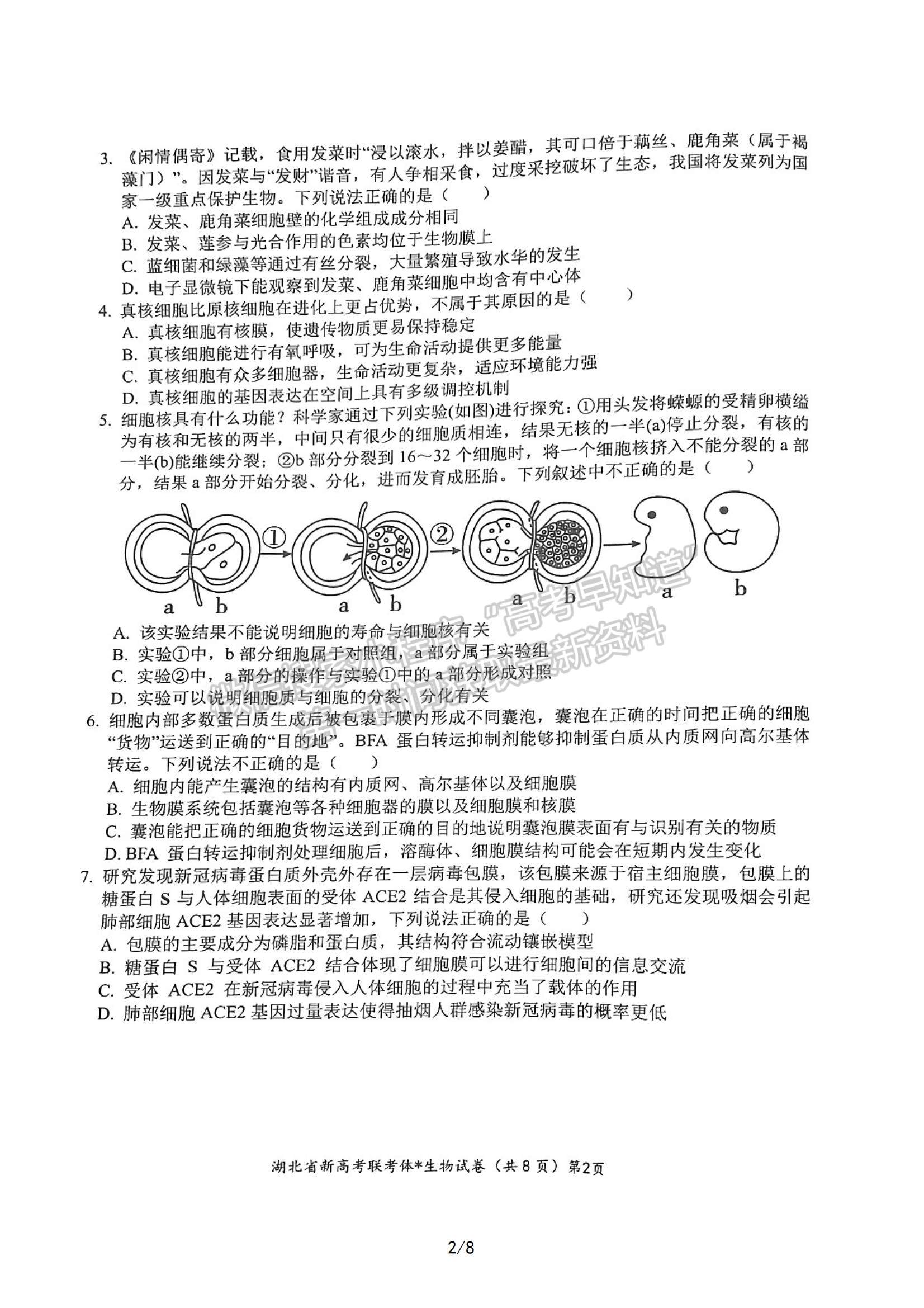 2023屆湖北省荊荊宜三校高三上學期9月聯(lián)考生物試卷及參考答案