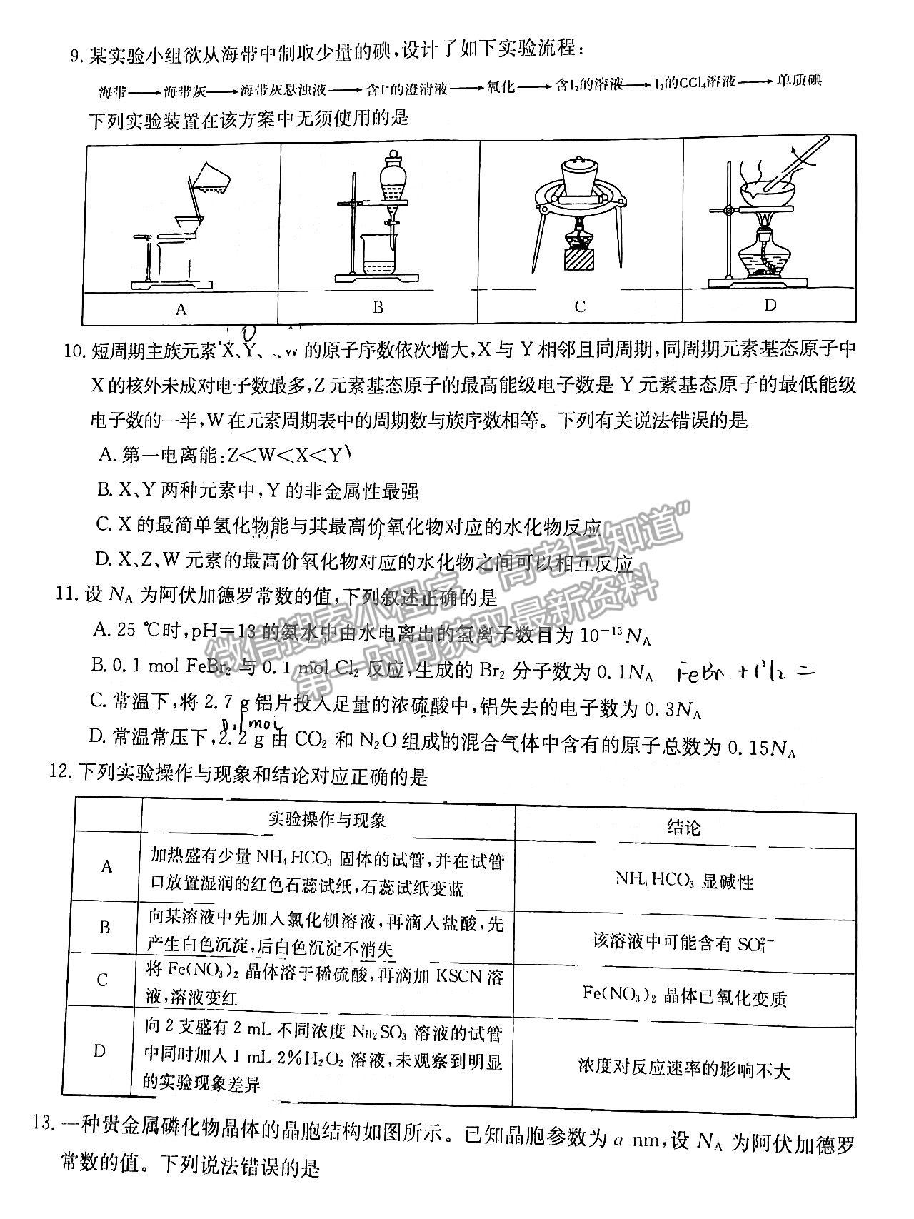 2023廣東高三9月大聯(lián)考（23-31C）化學試題及參考答案