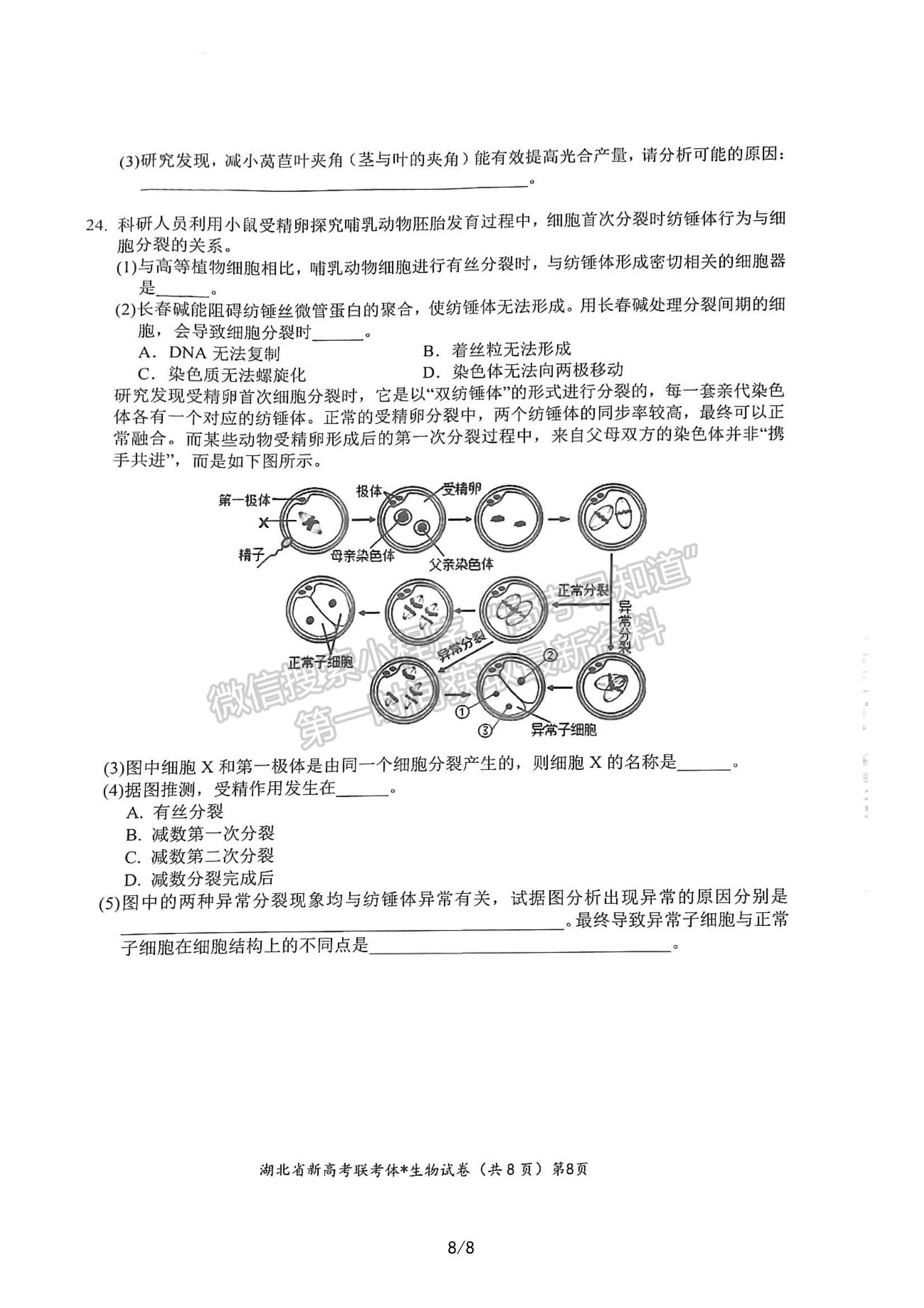 2023屆湖北省荊荊宜三校高三上學(xué)期9月聯(lián)考生物試卷及參考答案