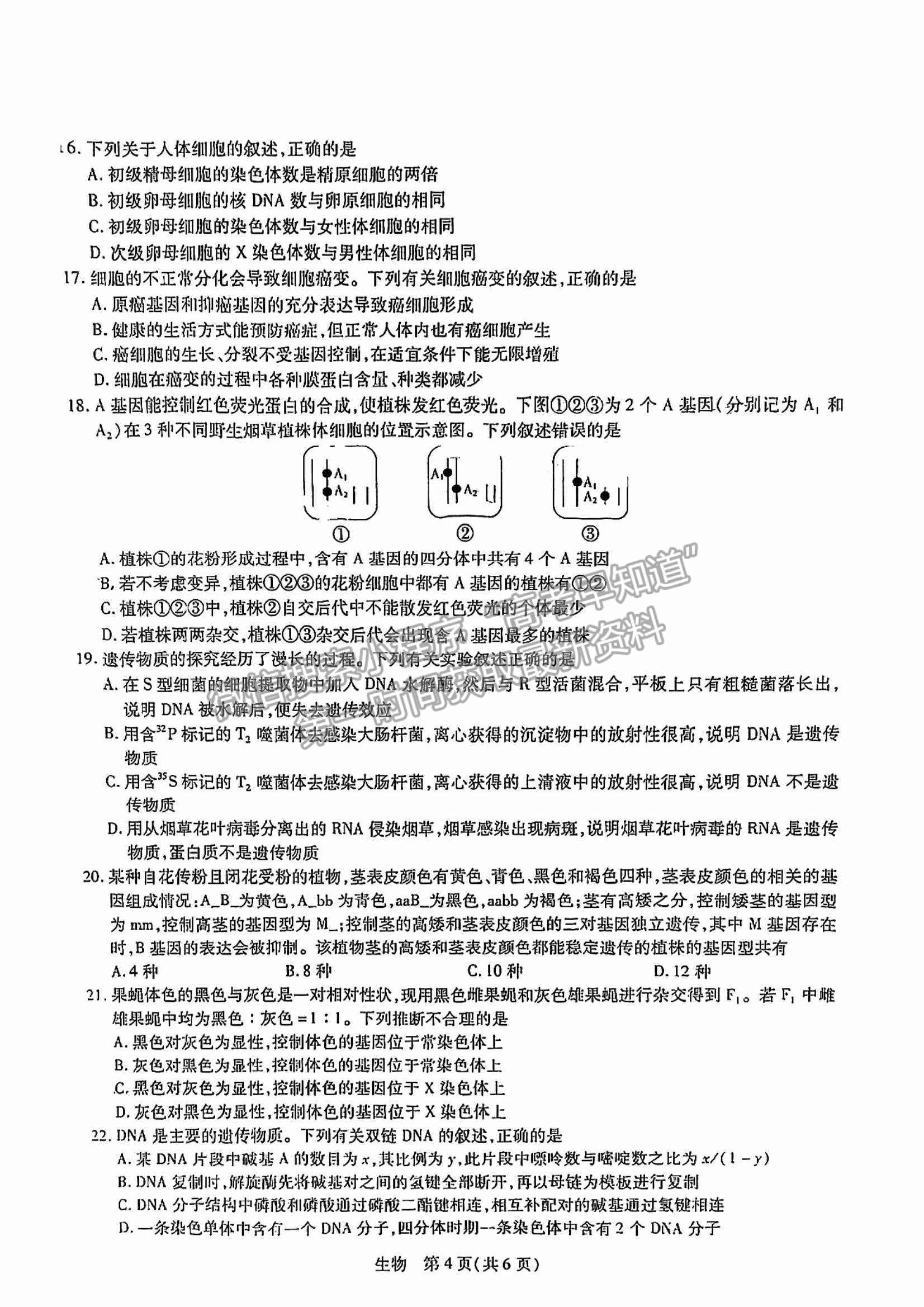 江西穩(wěn)派2023屆高三10月統(tǒng)一調(diào)研測試生物試卷及答案