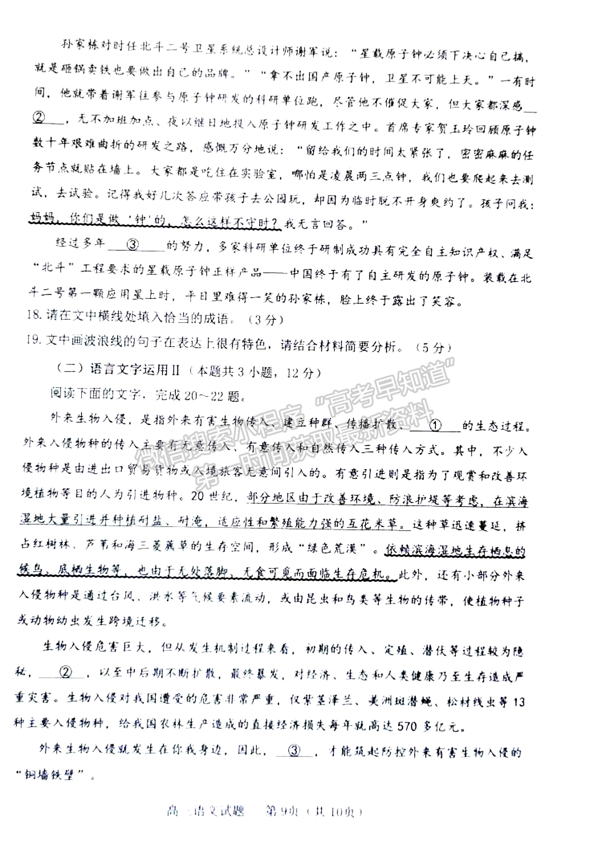 2023年山東省濰坊五縣高三階段性檢測(cè)語(yǔ)文試卷及答案