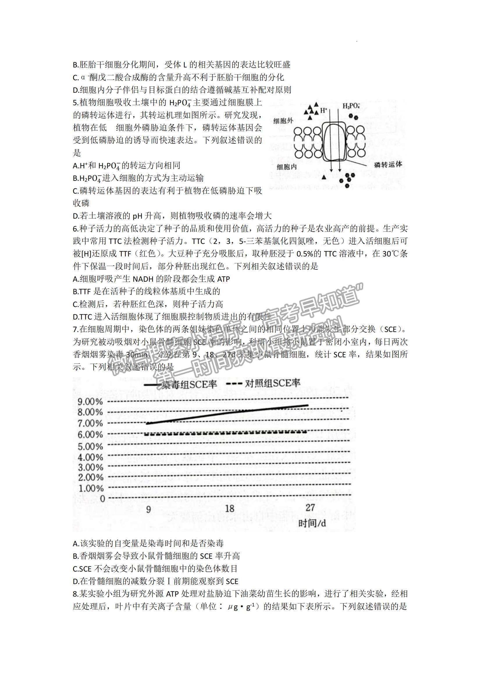 2023山東省高三十月百校聯(lián)考（54C）生物試卷及答案