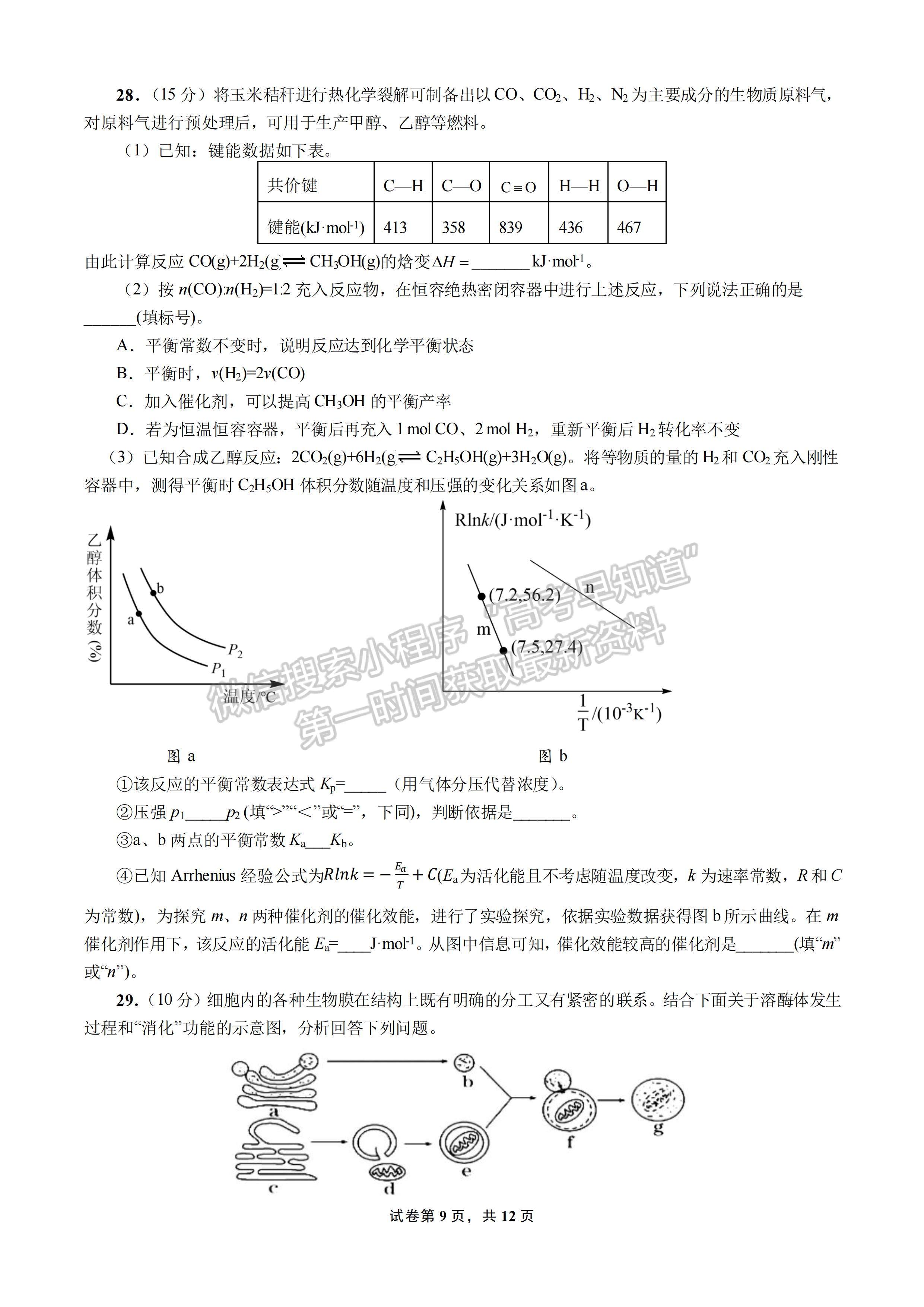 2023四川省成都市第七中學(xué)2022-2023學(xué)年高三上學(xué)期10月階段考試?yán)砜凭C合試題及答案