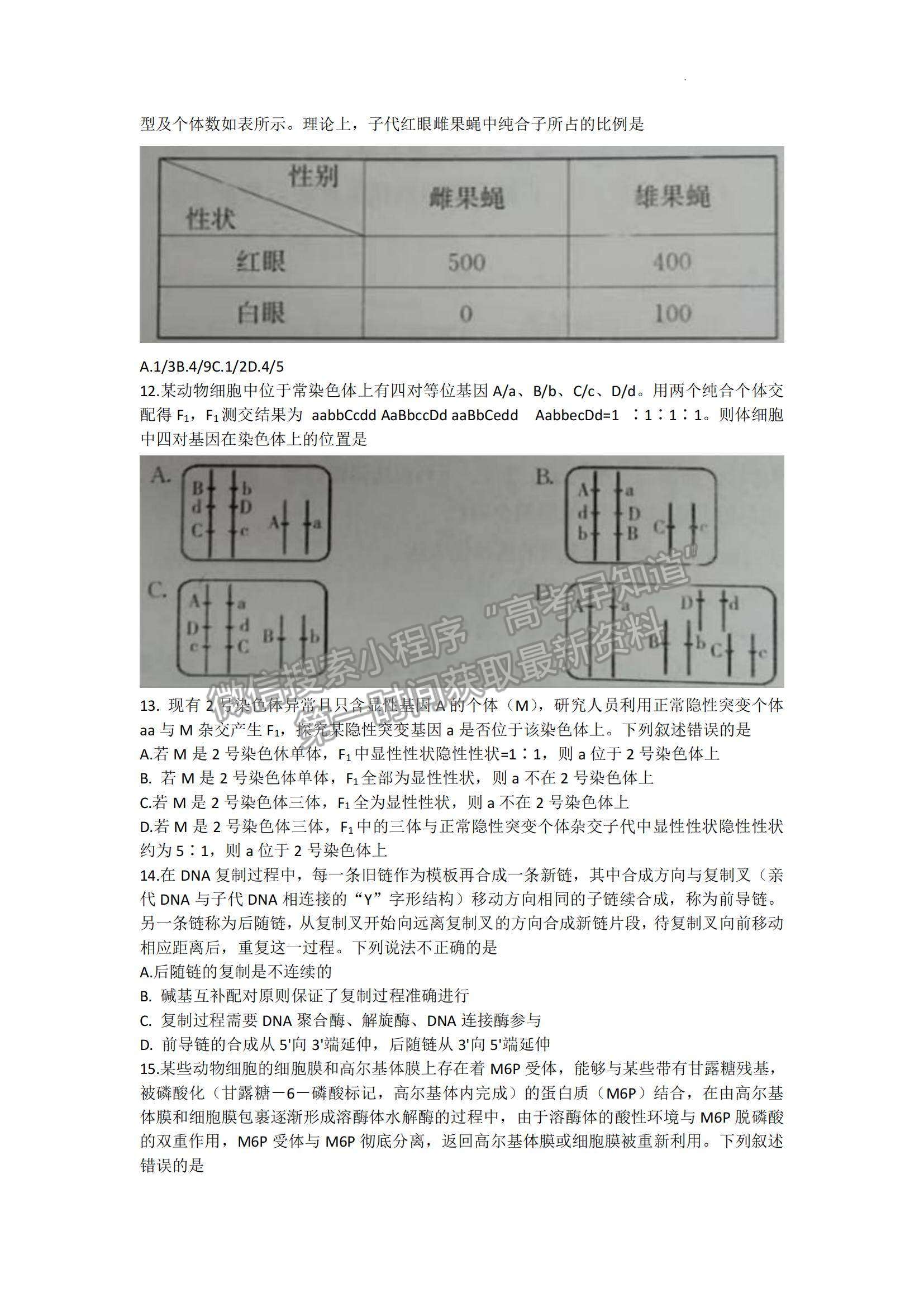 2023山東省濰坊市高三上學(xué)期10月份過程性檢測生物試題及答案