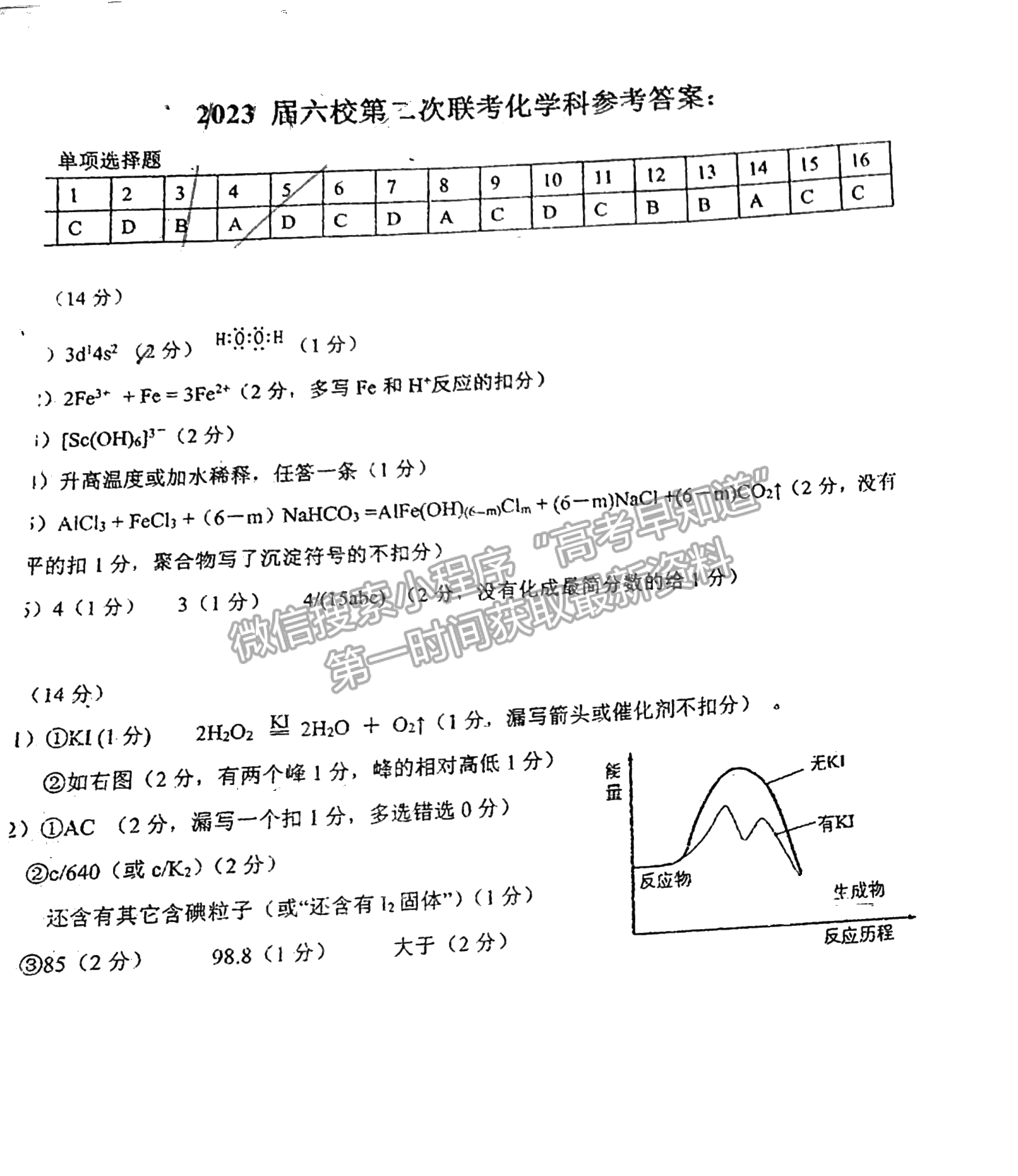 2023廣東高三六校第二次聯(lián)考化學(xué)試題及參考答案