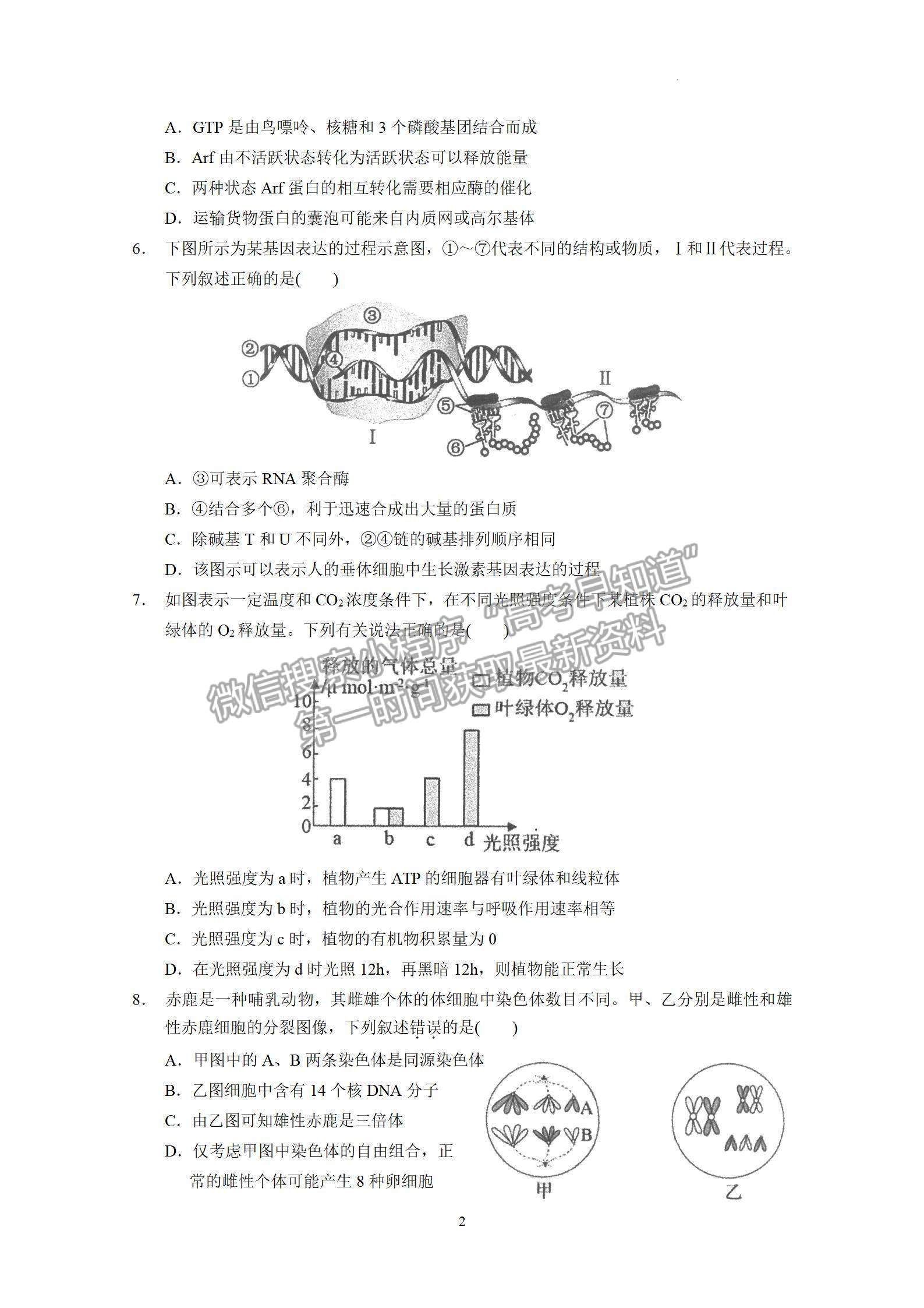 2023屆廣東省汕頭市金山中學高三上學期第二次月考生物試題及答案