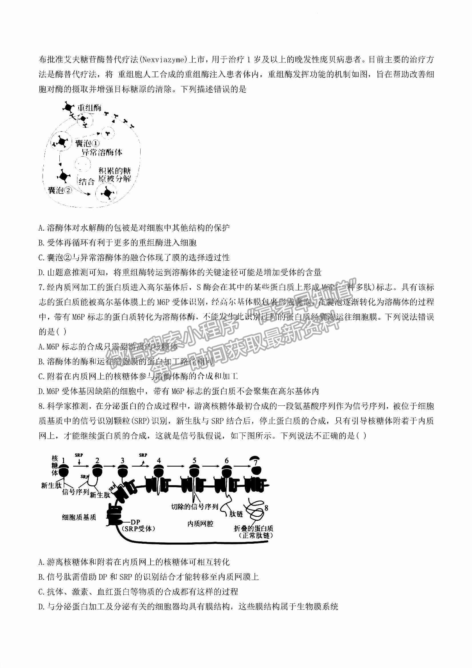 2023江西省臨川第一中學高三上學期第一次月考生物試卷及答案