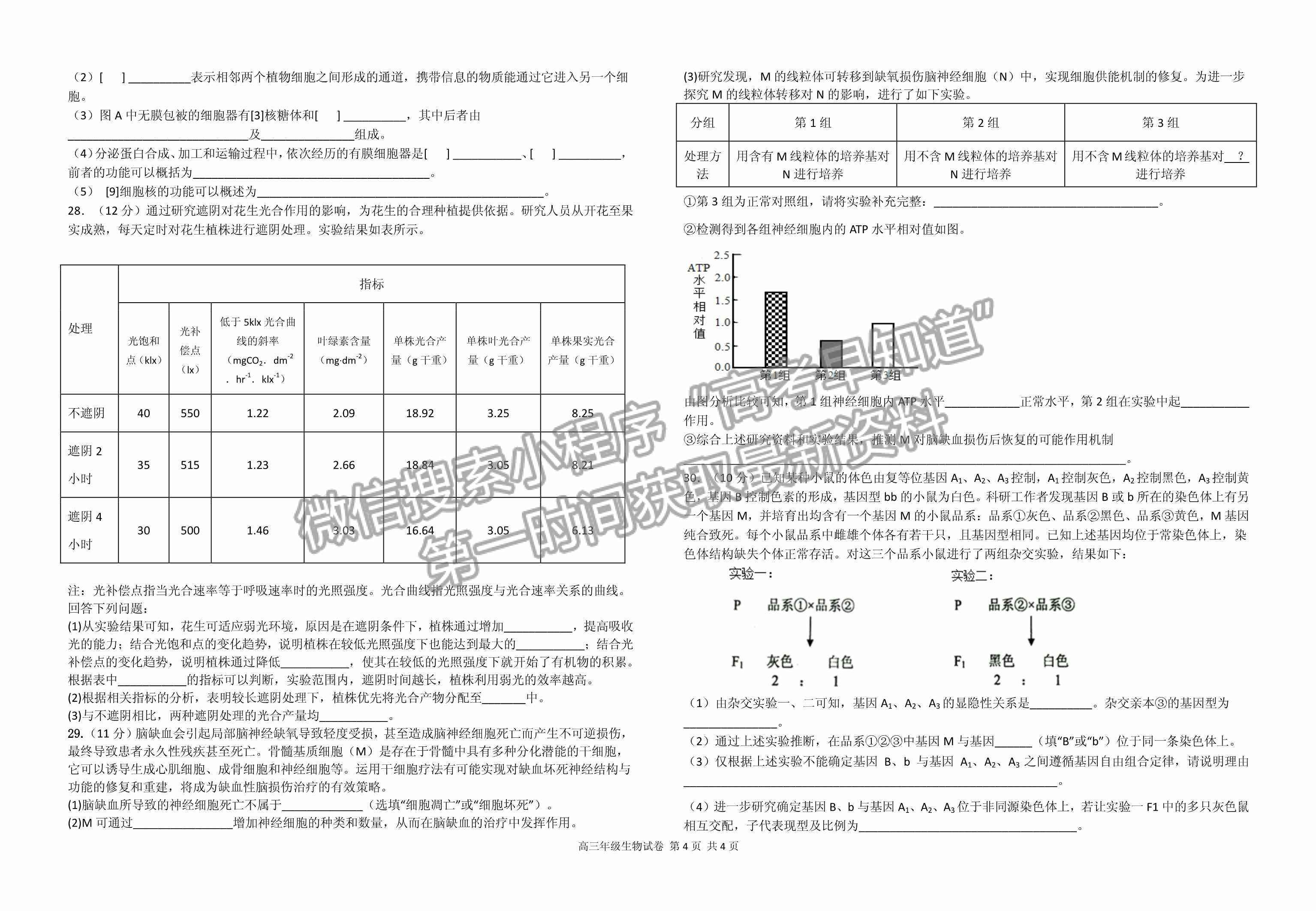 2023江西省上饒市、景德鎮(zhèn)市六校聯(lián)考高三上學期生物試卷及答案