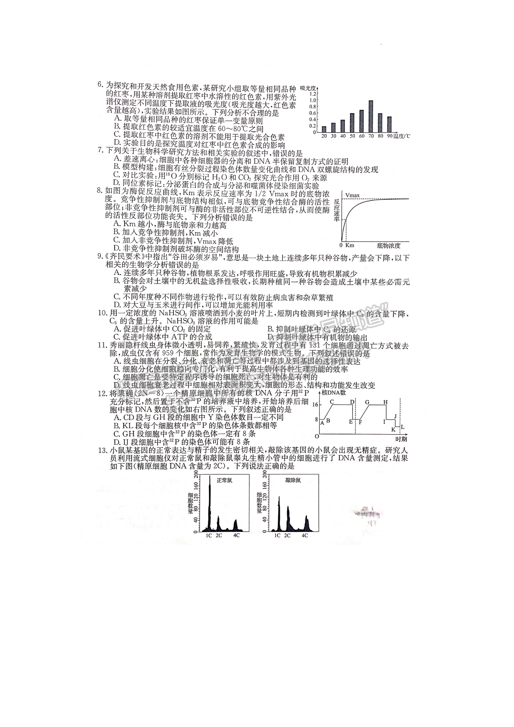 2023安徽皖南八校高三第一次聯(lián)考生物試題及答案