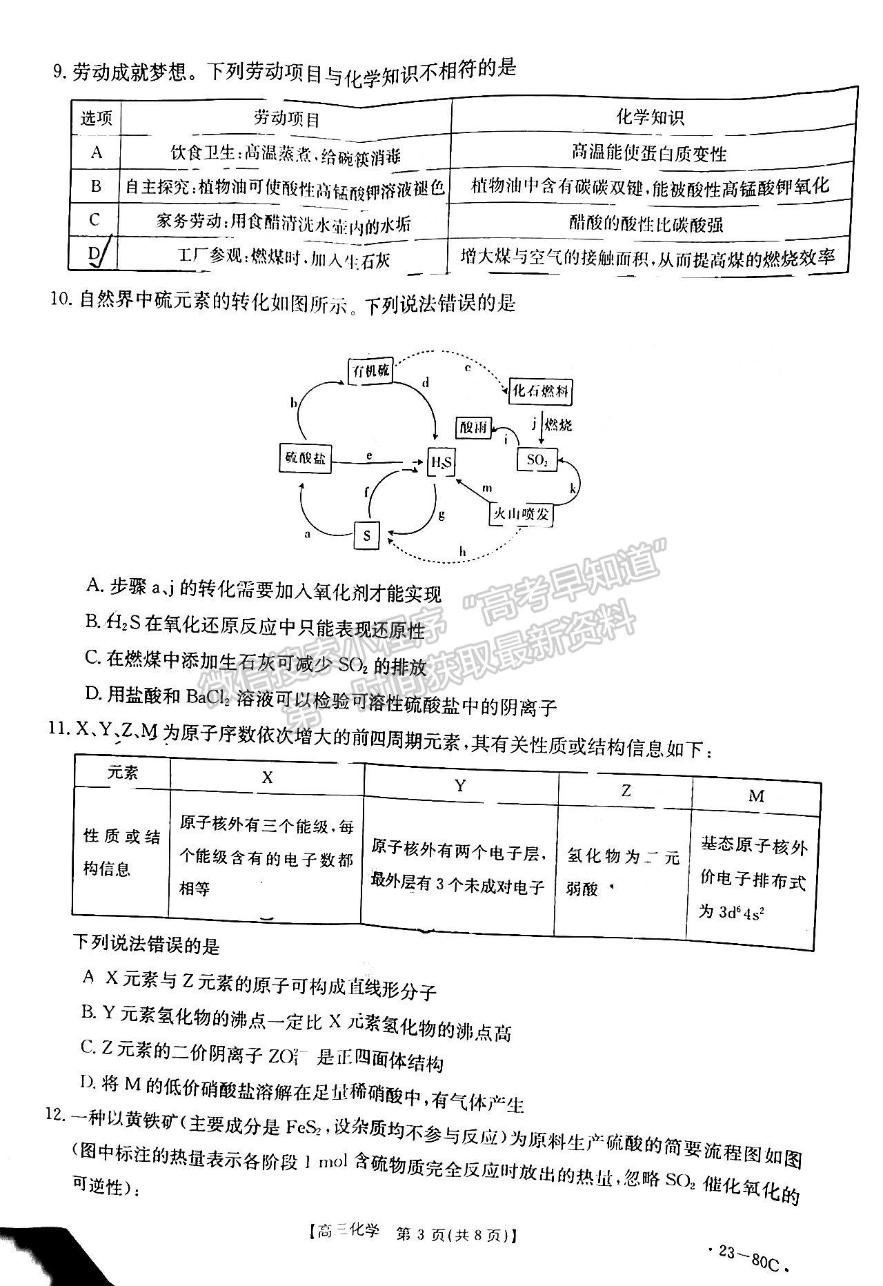 2023湛江高三10月調(diào)研（23-80C）化學試題及答案