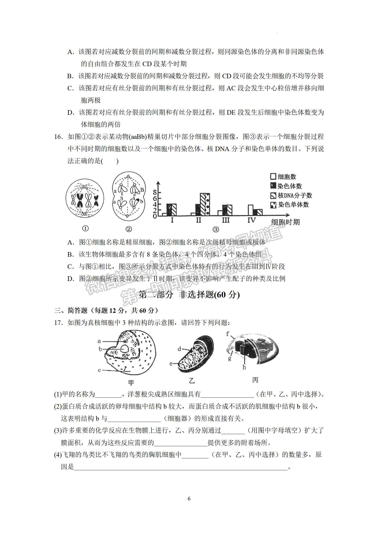 2023廣東實(shí)驗(yàn)中學(xué)高三10月階段考生物試題及答案