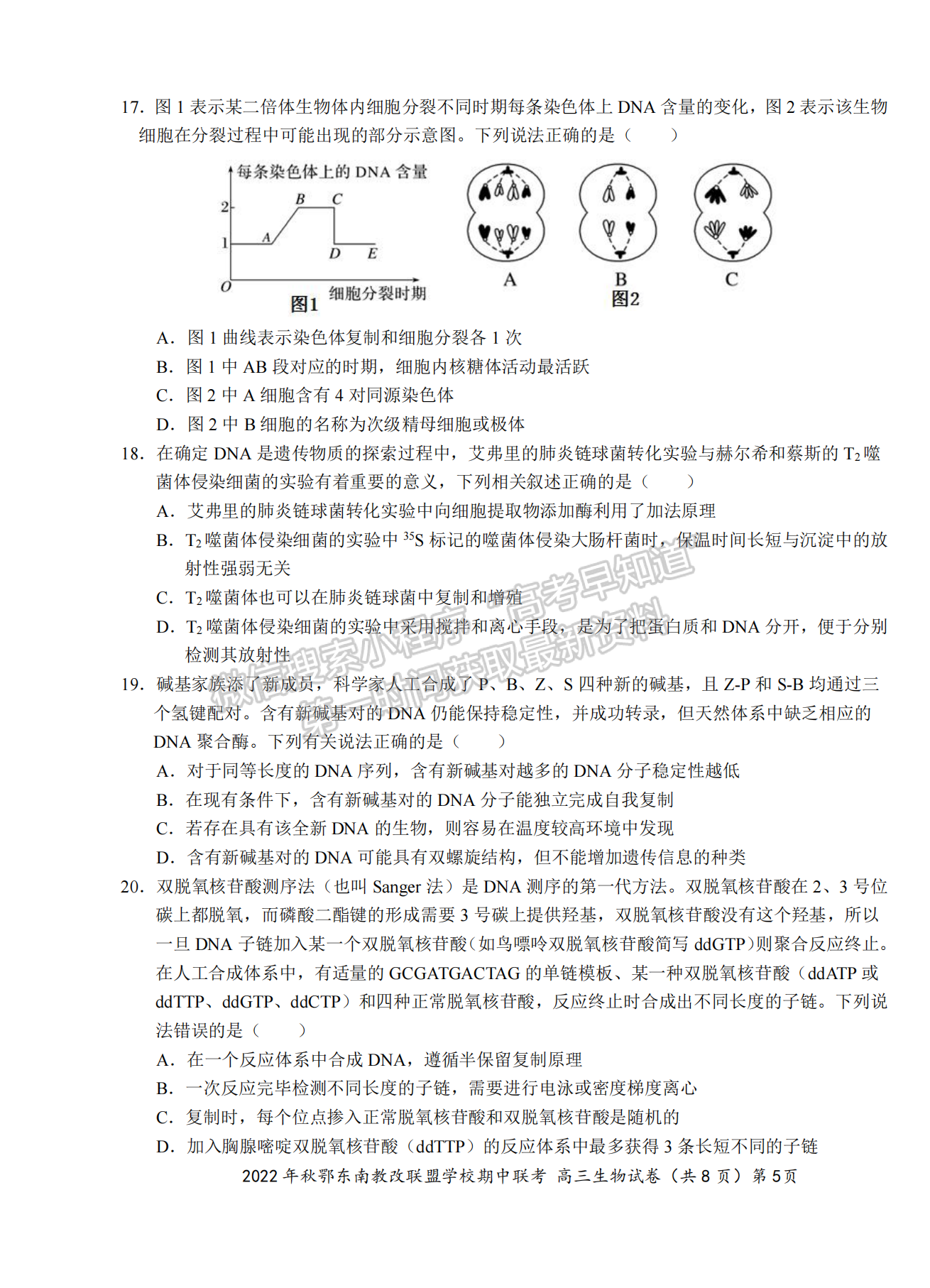 2022年秋季鄂東南省級(jí)示范高中教育教學(xué)改革聯(lián)盟學(xué)校期中聯(lián)考生物試卷及答案