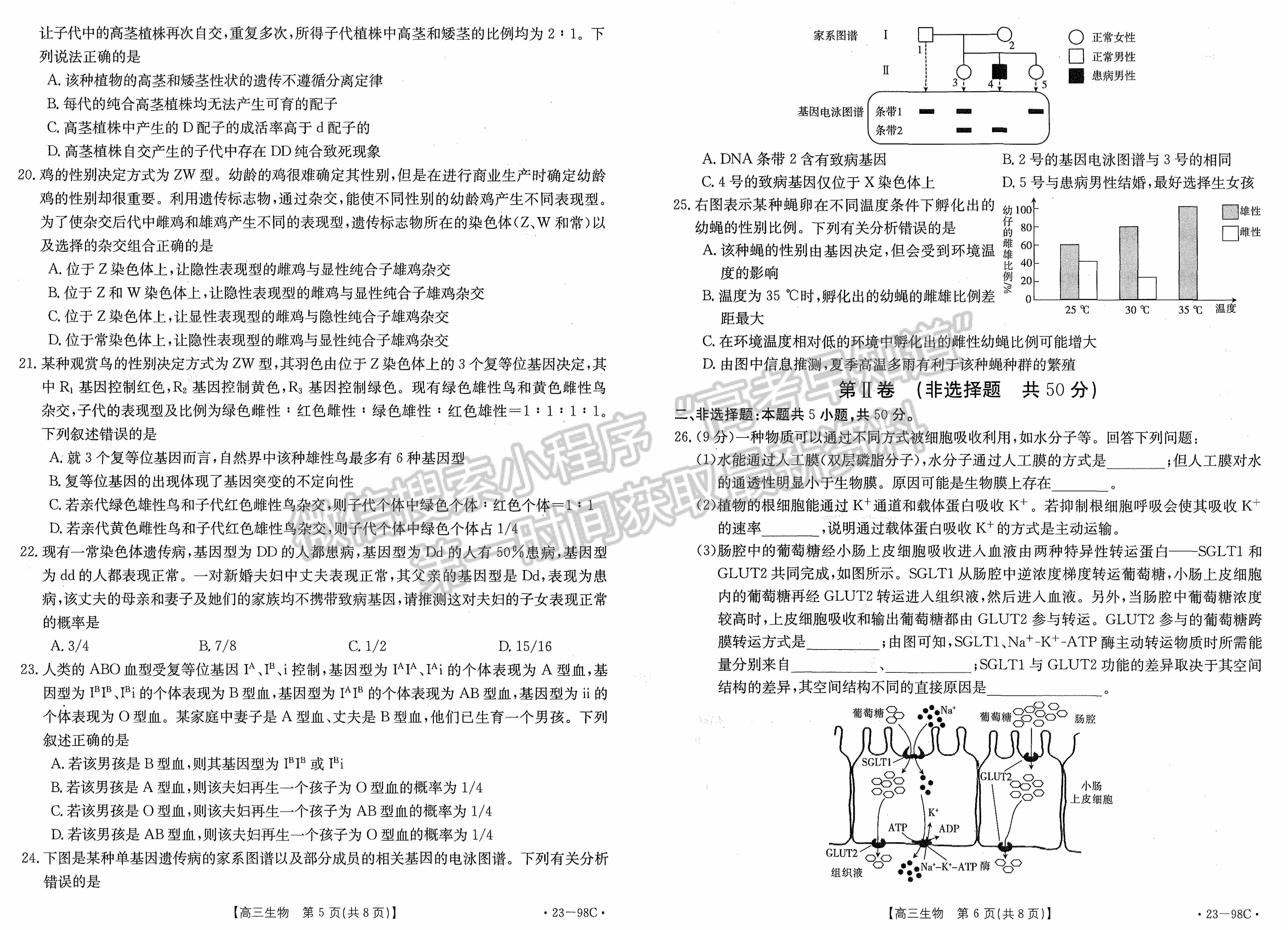 江西2023屆高三10月聯(lián)考【23-98C】生物試題及答案