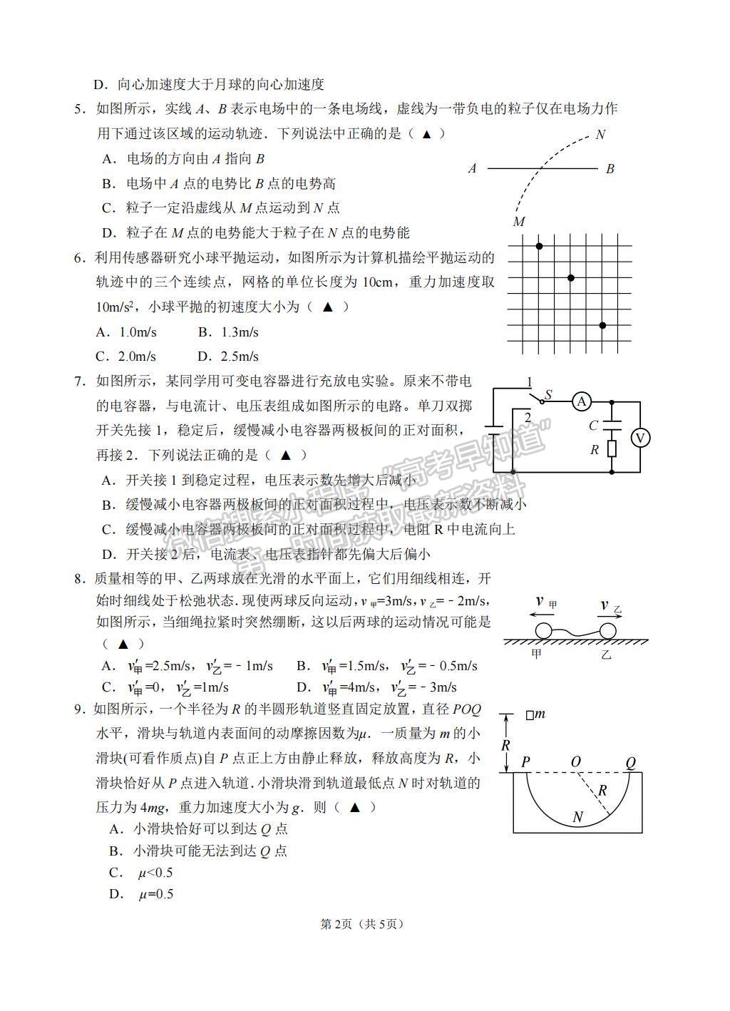 2023屆江蘇省常州市高三上學(xué)期期中考試物理試題及參考答案