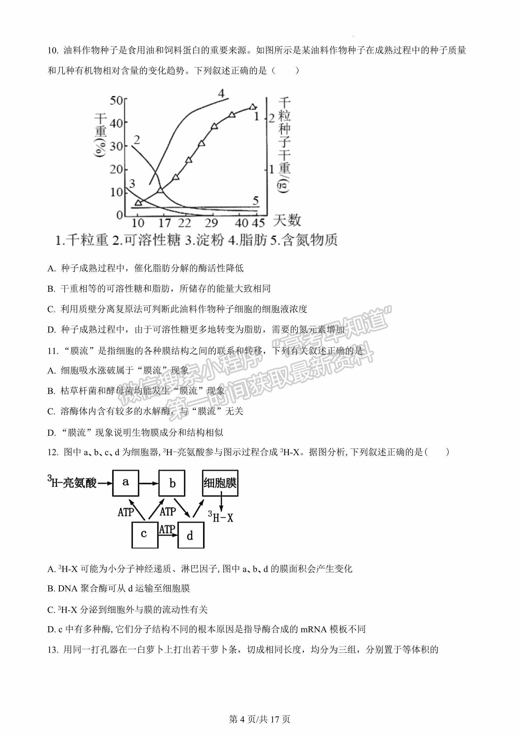 2023屆福建省三明第一中學高三上學期第二次月考生物試卷及參考答案