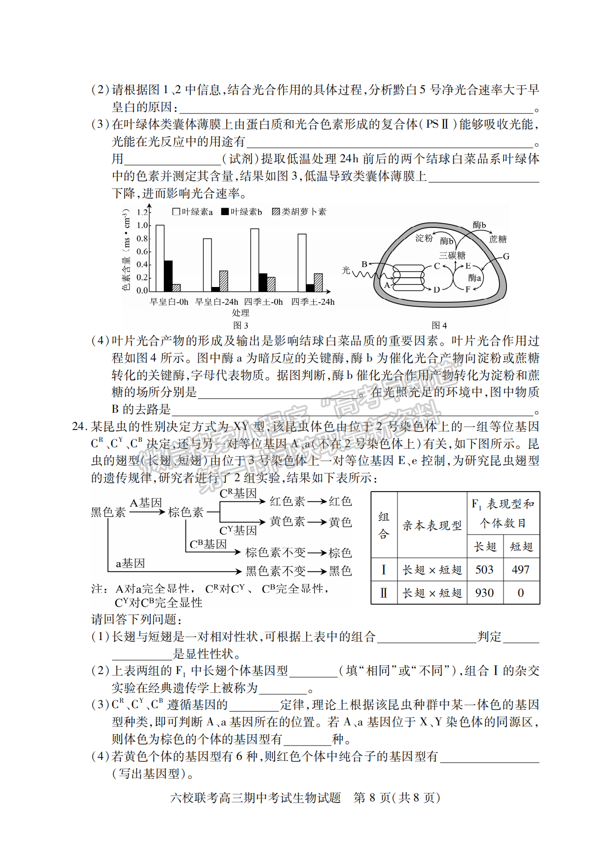 2022-2023學年湖北省鄂西北六校高三期中考生物試卷及答案