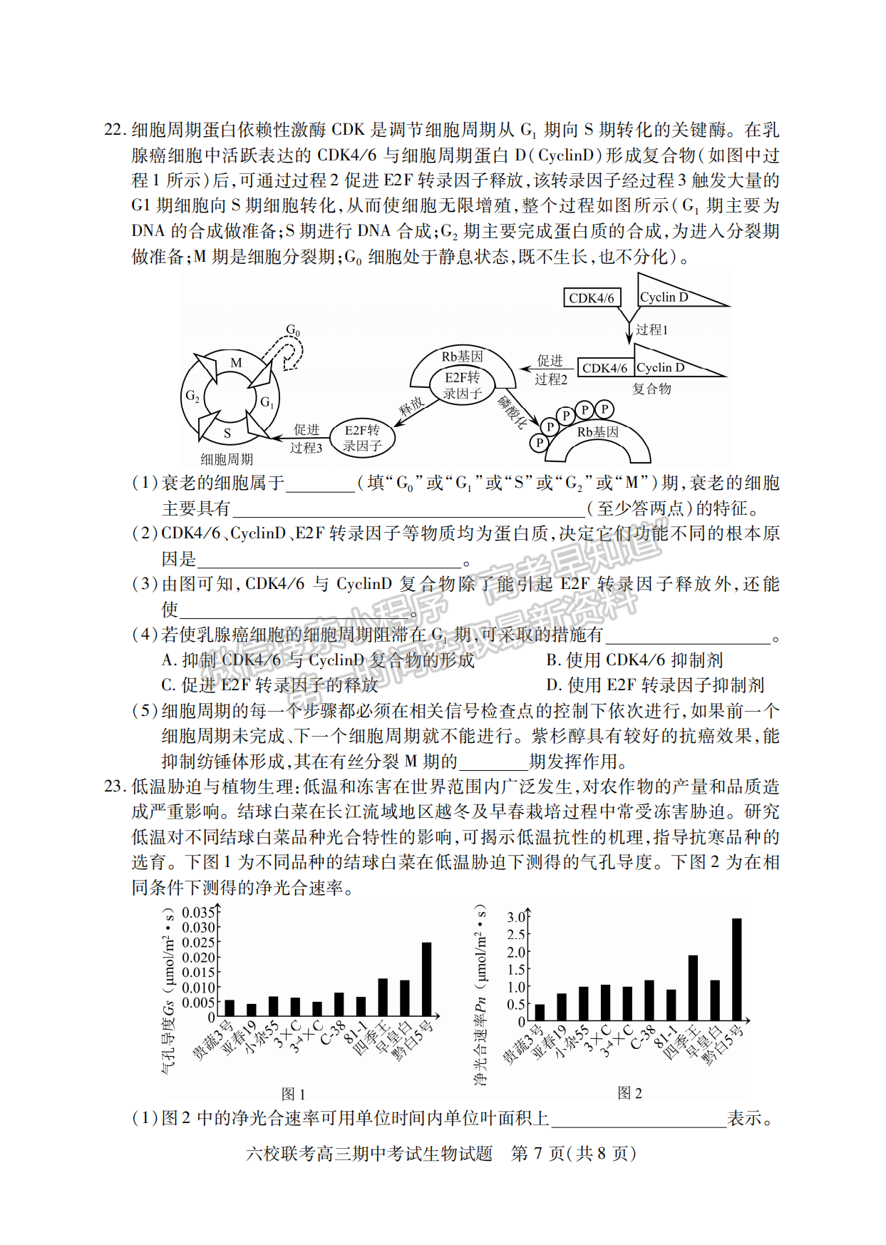 2022-2023學(xué)年湖北省鄂西北六校高三期中考生物試卷及答案