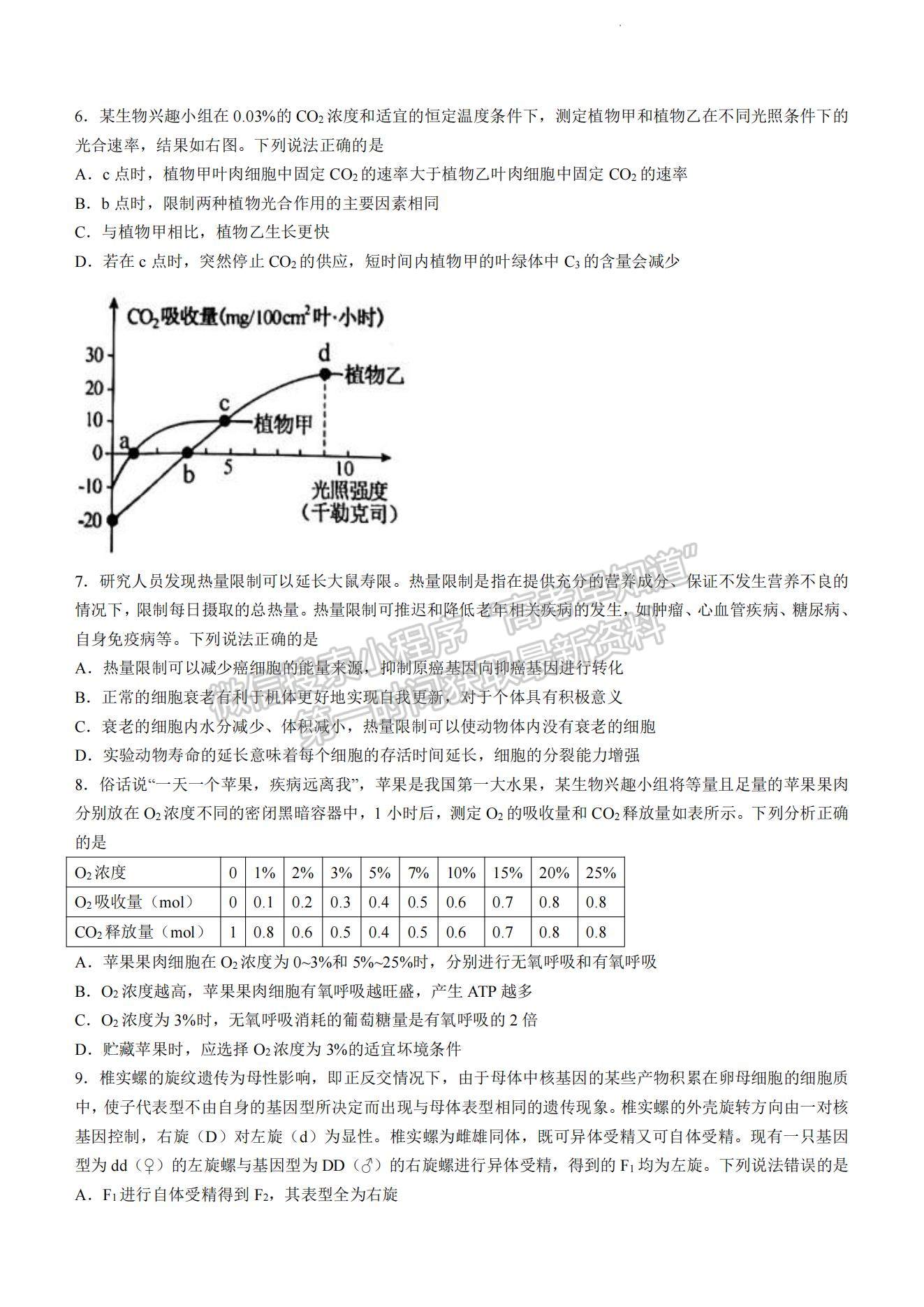 2023山東省菏澤市高三上學(xué)期期中聯(lián)考(A卷）-生物試卷及答案