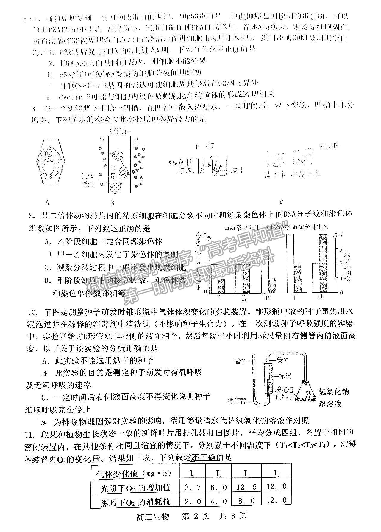 2023景德鎮(zhèn)高三第一次質(zhì)檢生物試題及參考答案