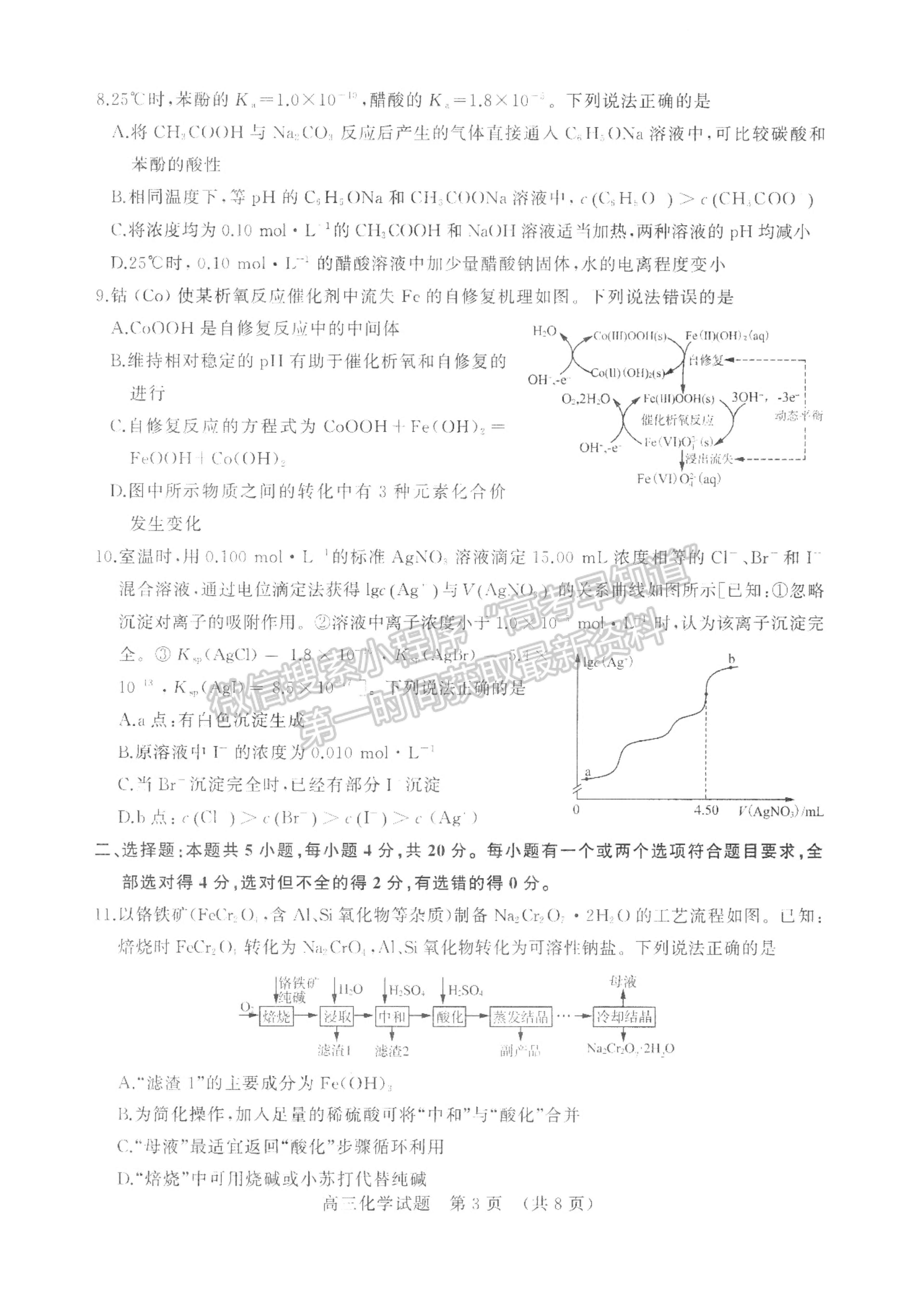 2023年山東省濟南棗莊高三期中考聯考-化學試卷及答案