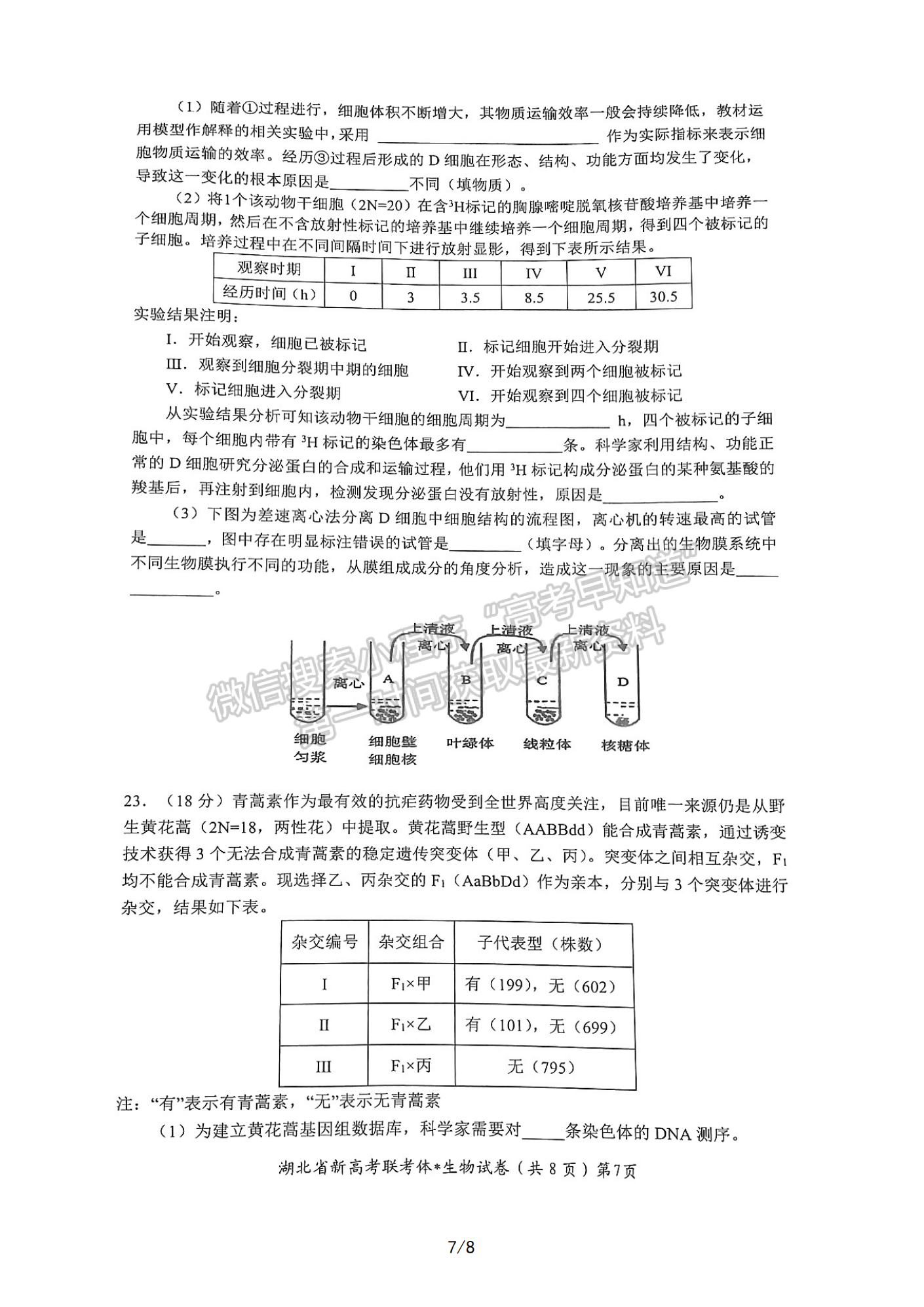 2022-2023學年湖北省荊荊宜三校高三上學期11月聯(lián)考生物試卷及參考答案