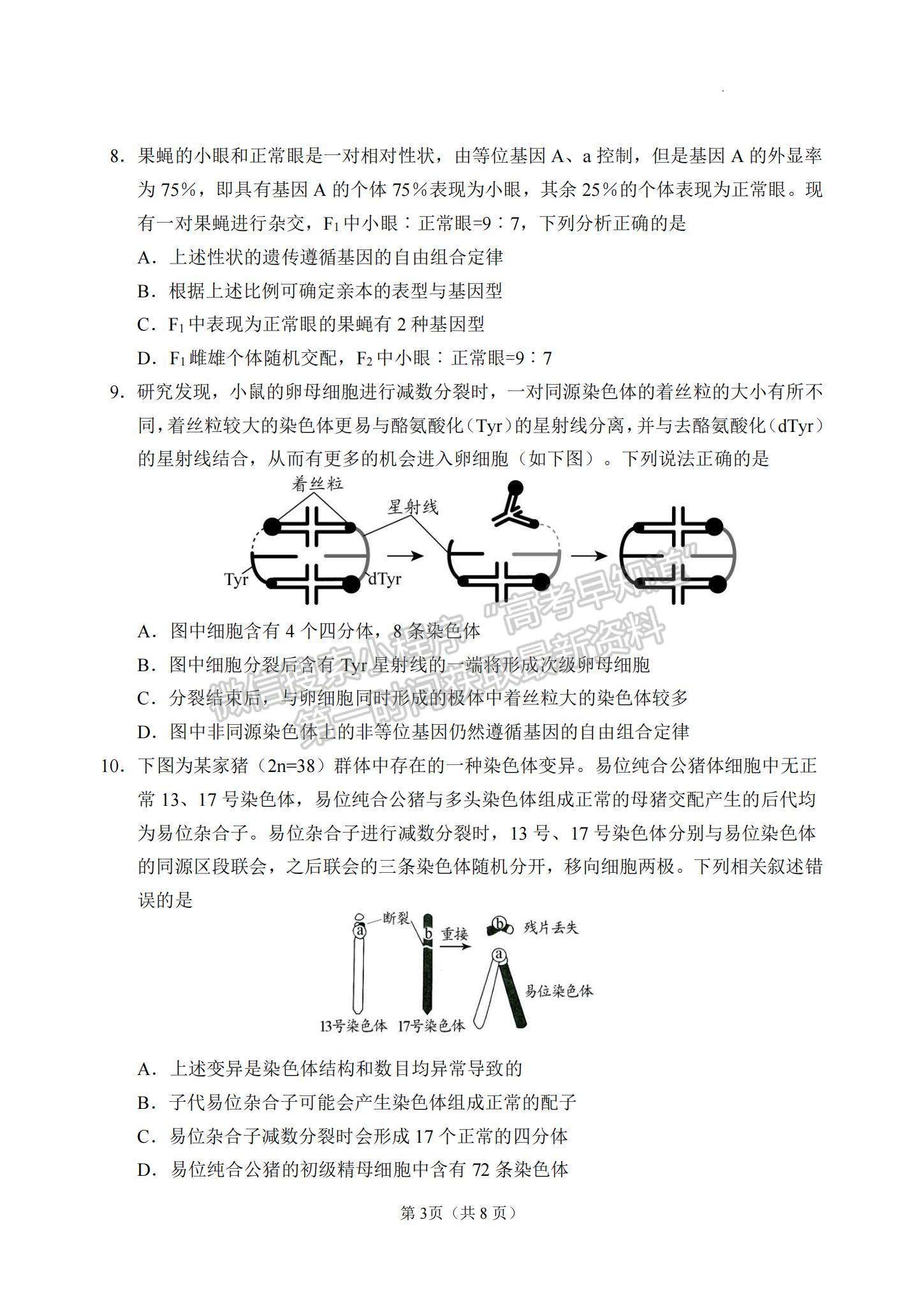 2023山東省日照市高三上學(xué)期校際期中聯(lián)考-生物試卷及答案