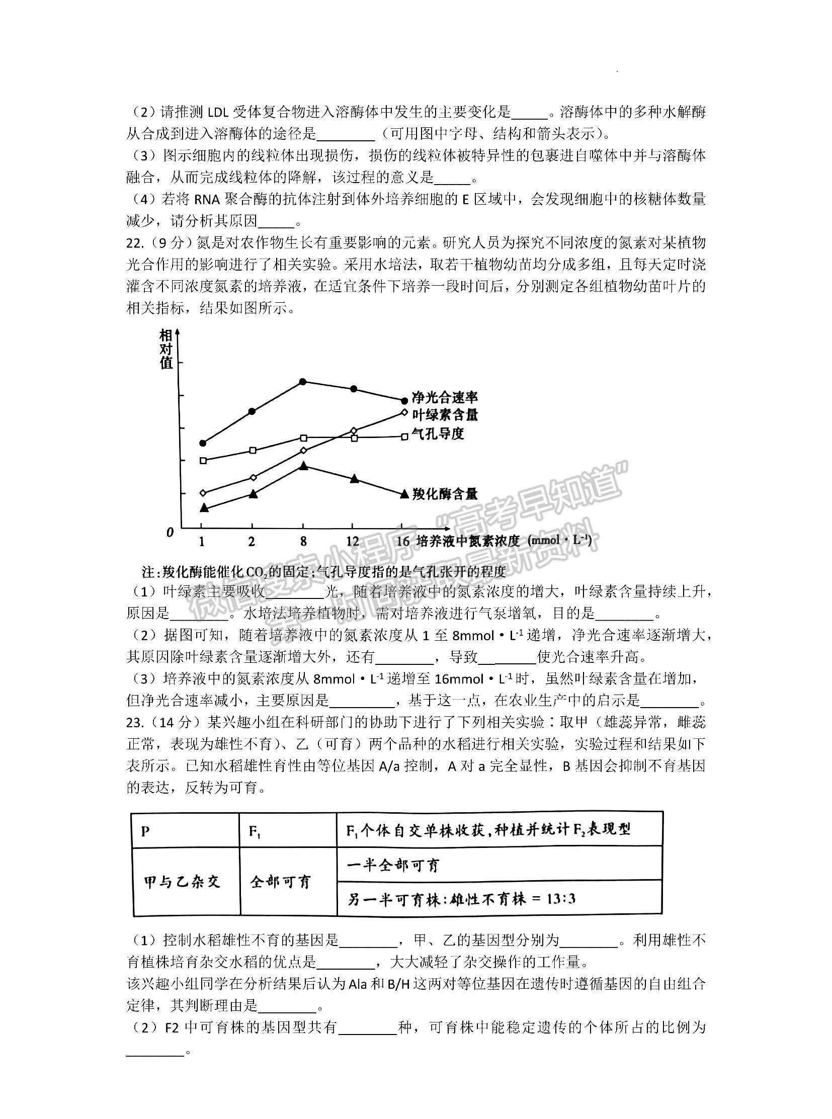 2023山東省泰安市高三上學期11月期中考試-生物試卷及答案