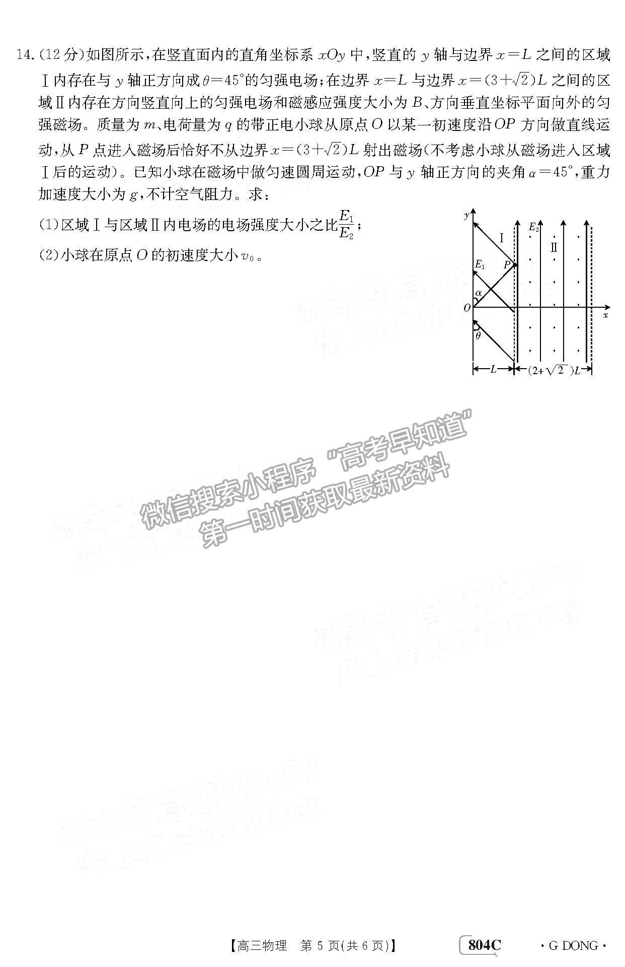 2023廣東高三11月大聯(lián)考（804C）物理試題及參考答案