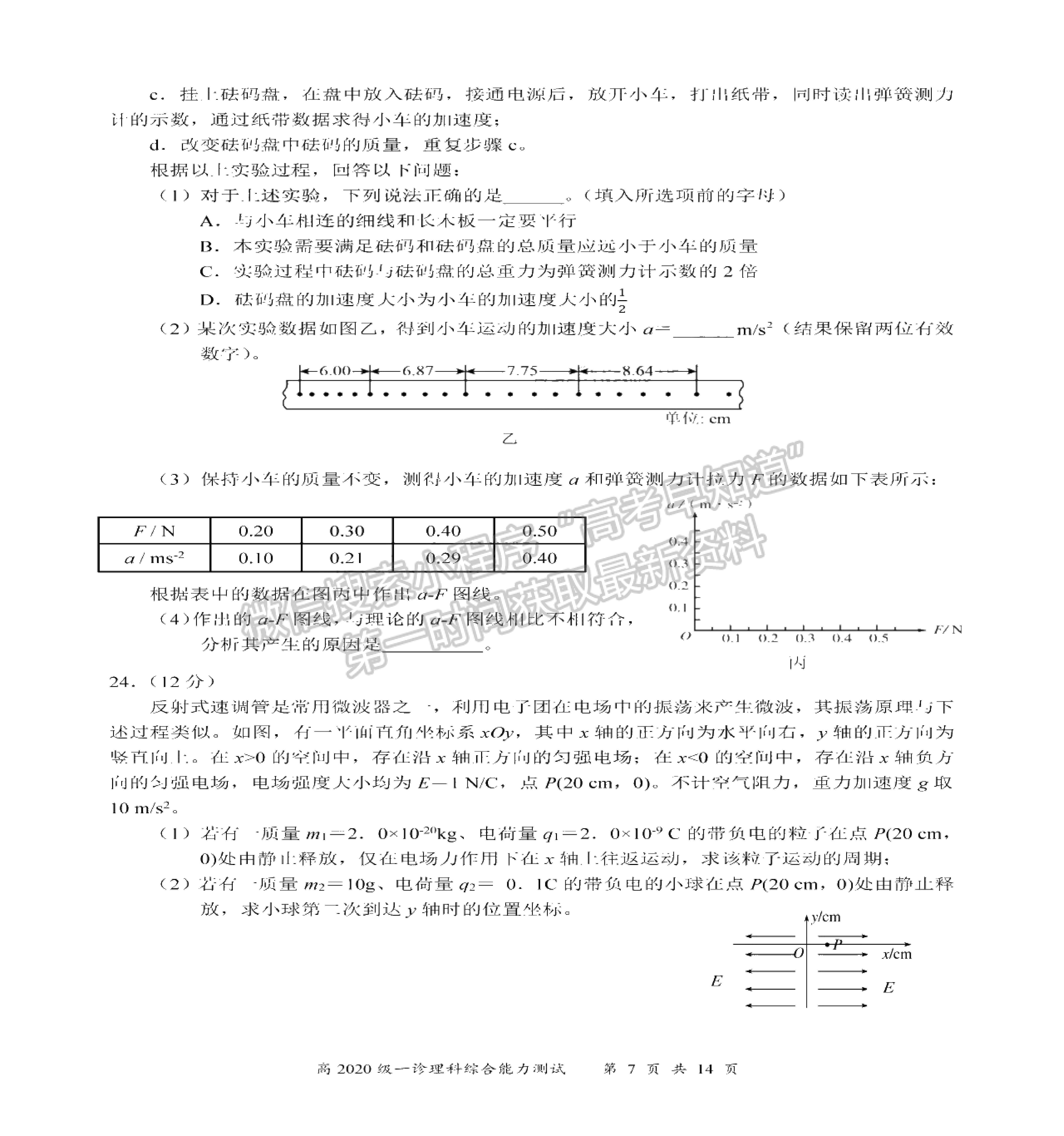 2023四川省宜賓市普通高中2020級(jí)第一次診斷考試?yán)砜凭C合試題及答案