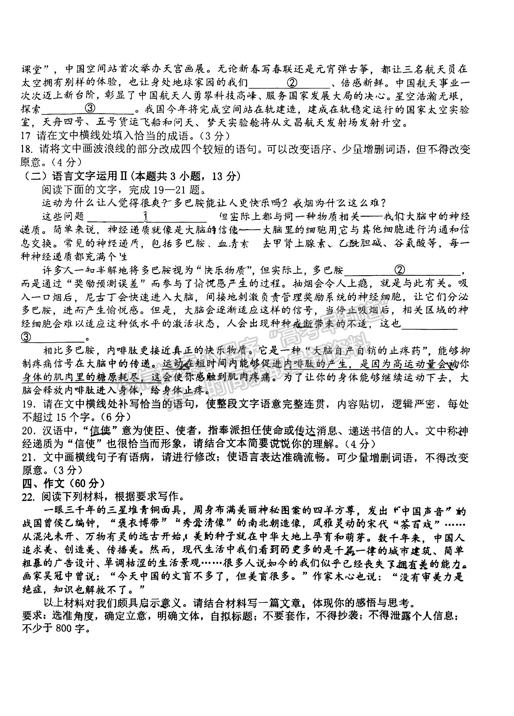 2023江西省臨川第一中學(xué)高三上學(xué)期語文11月教學(xué)質(zhì)量檢測