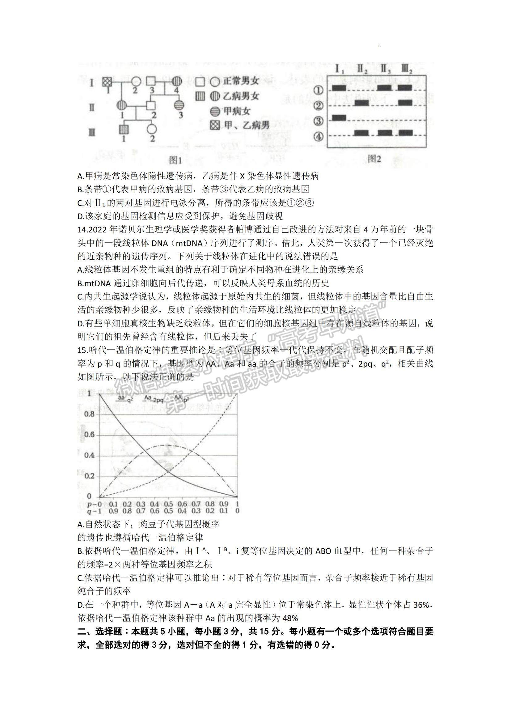 2023山東省濟(jì)寧市高三上學(xué)期期中考-生物試卷及答案