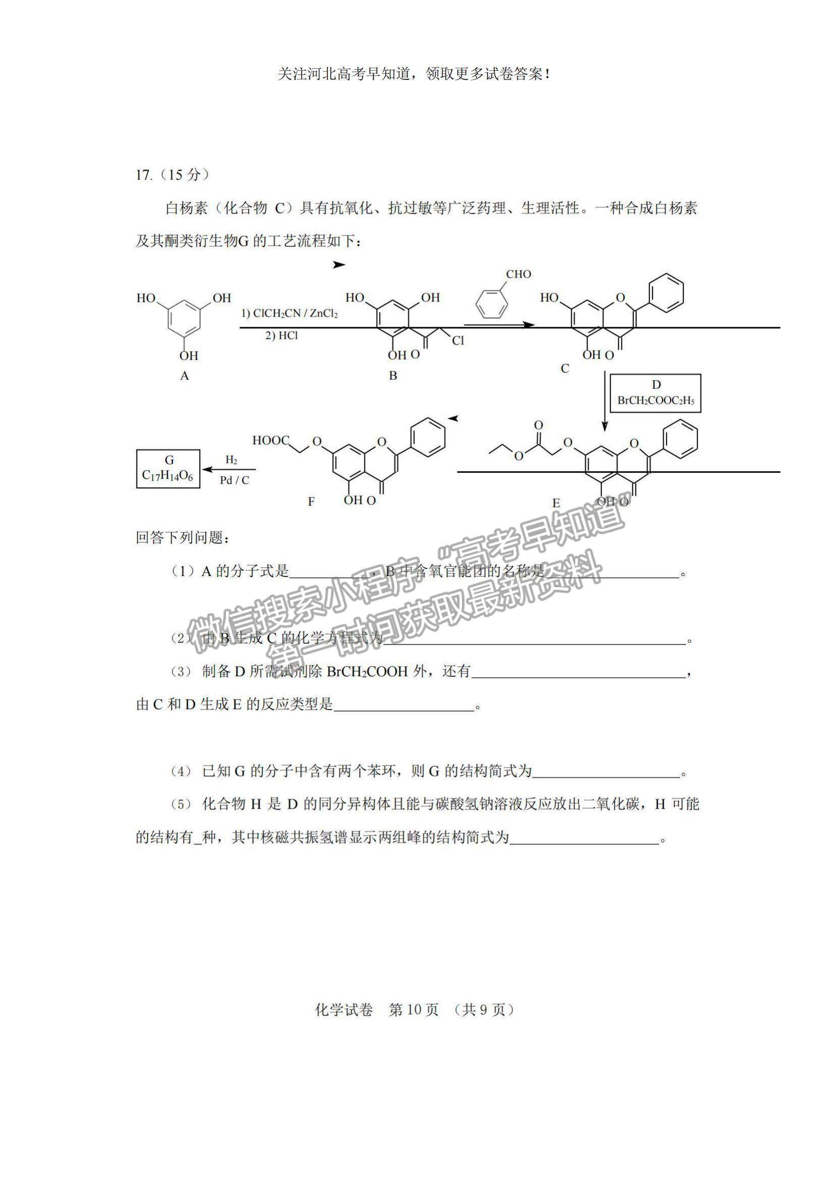 2023河北省“五個一”名校聯(lián)盟高三摸底考試化學試題及參考答案