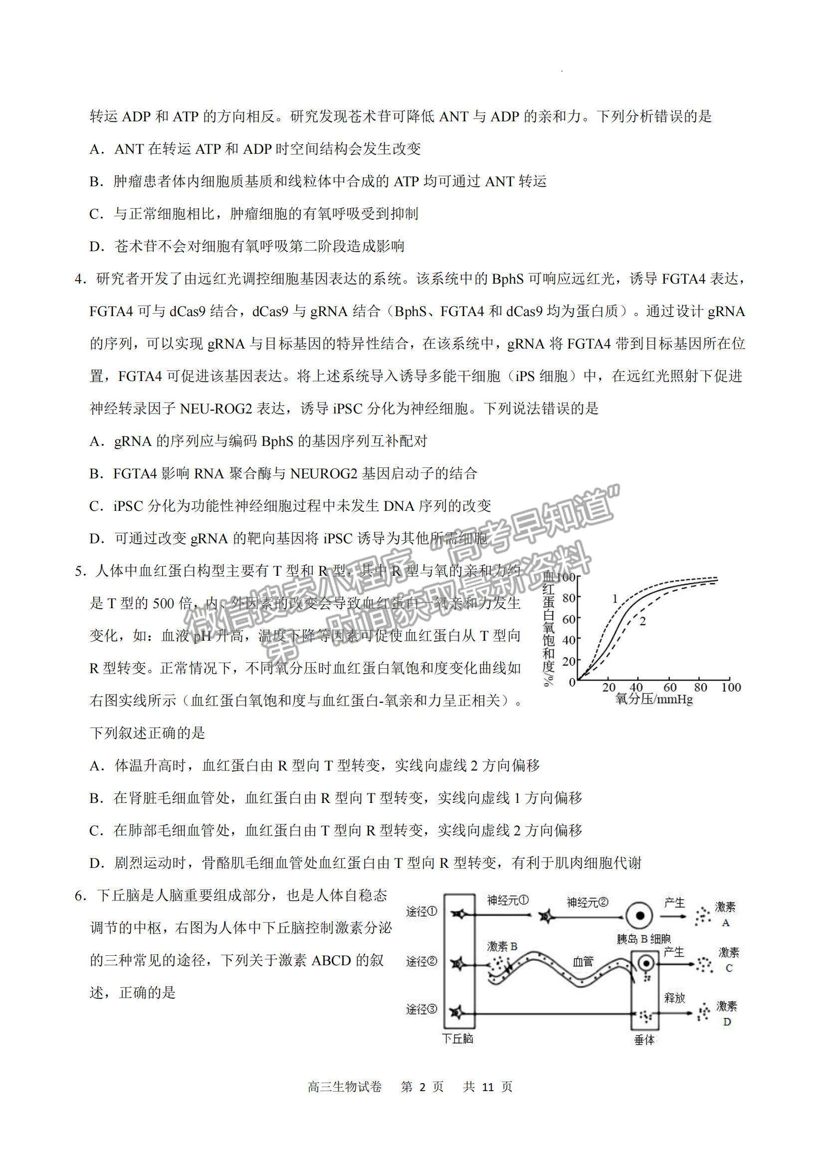 2023重慶市縉云教育聯盟高三8月質檢生物試題及參考答案