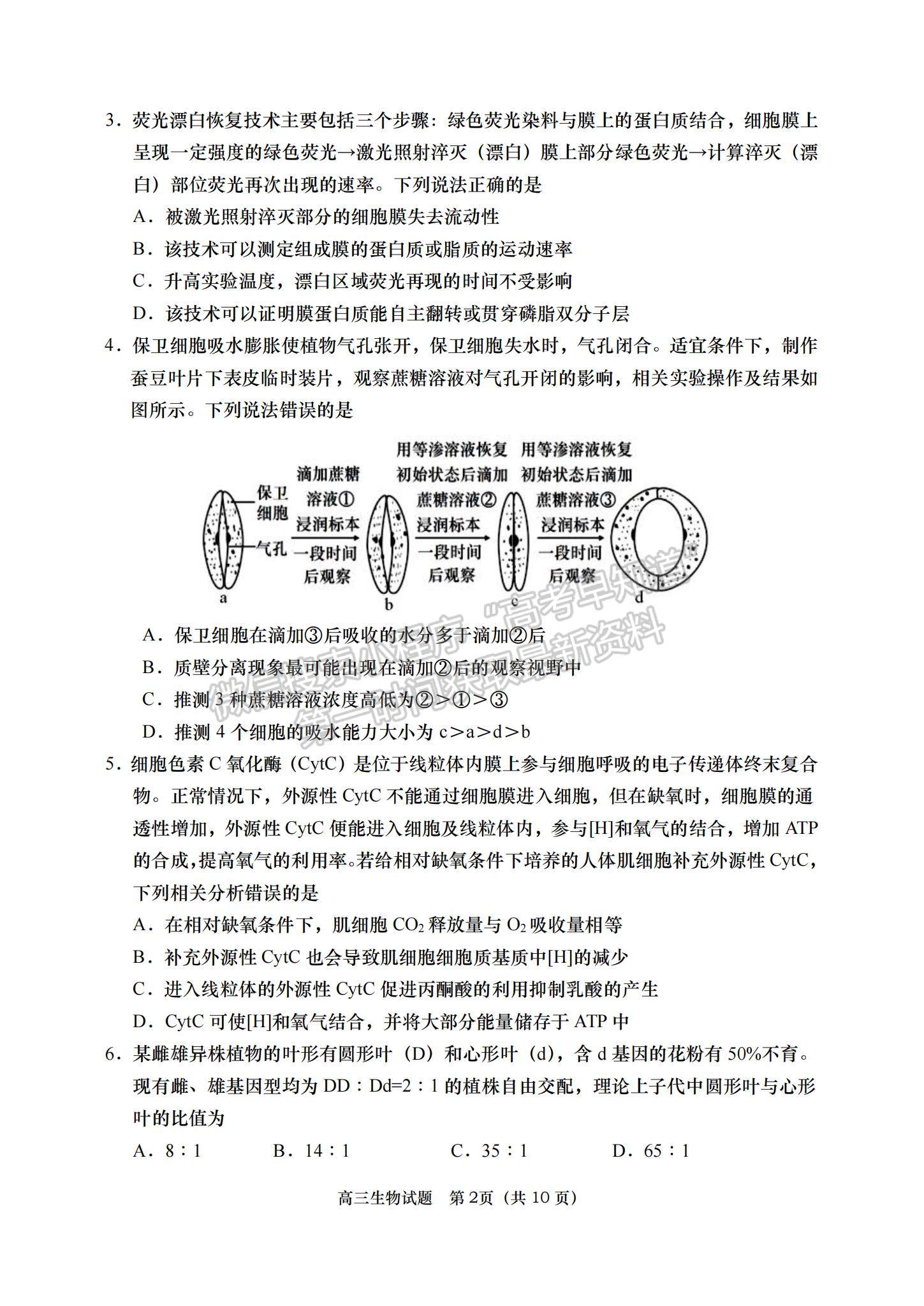 2023山東省青島西海岸、平度、膠州、城陽四區(qū)高三上學(xué)期期中考試-生物試卷及答案