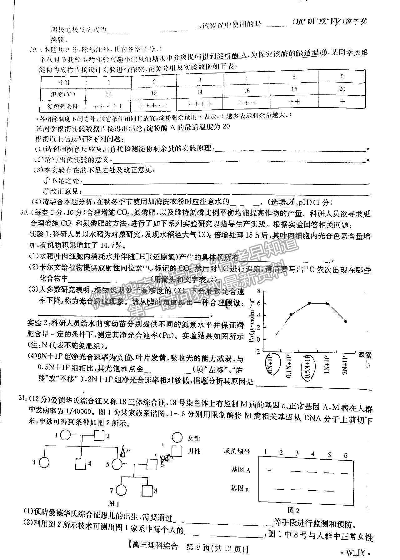 2023“三新”协同体江西高三11校拔尖考各科试题及参考答案（理综）