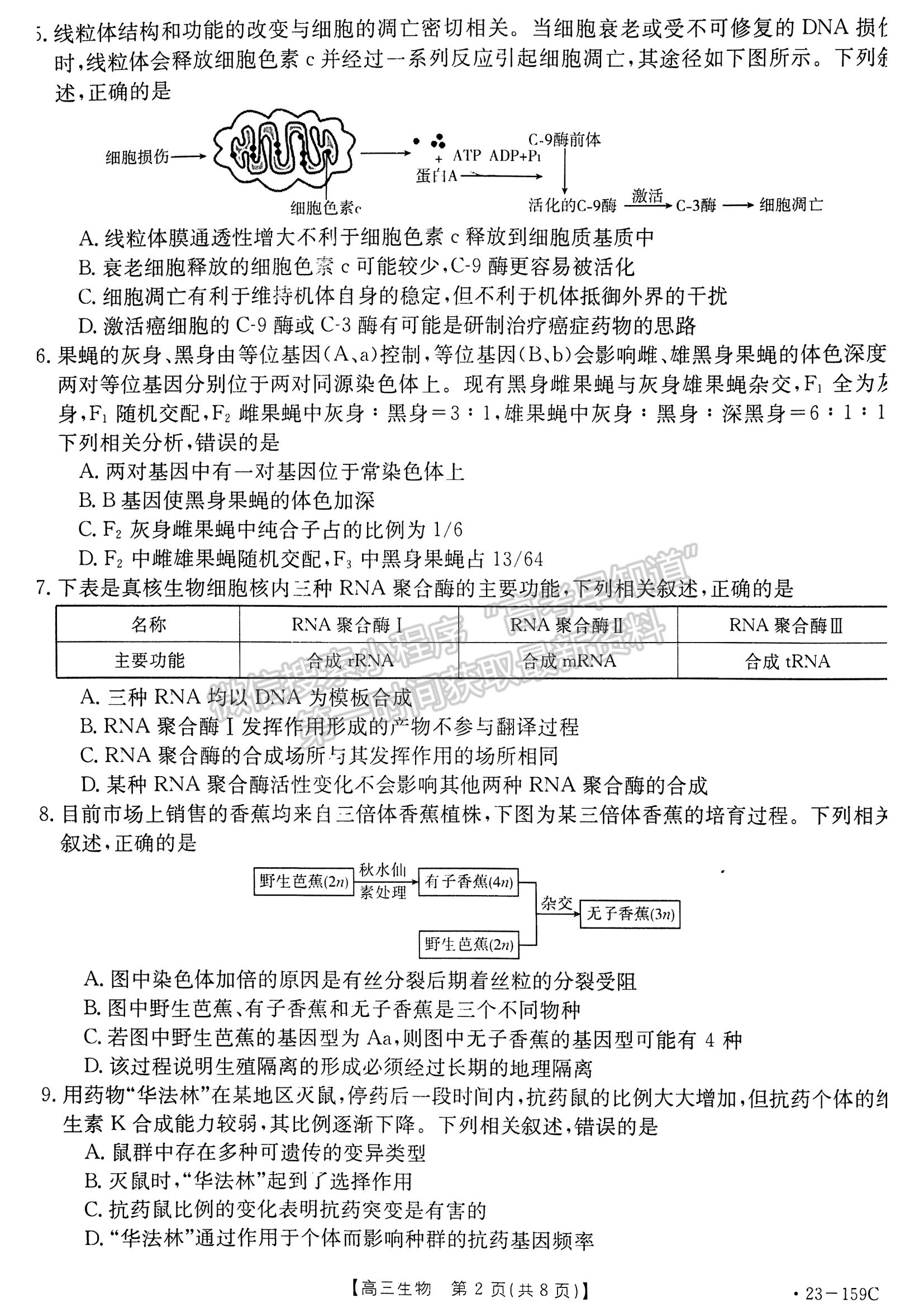 2023屆江蘇省高三12月百校聯(lián)考生物試題及參考答案