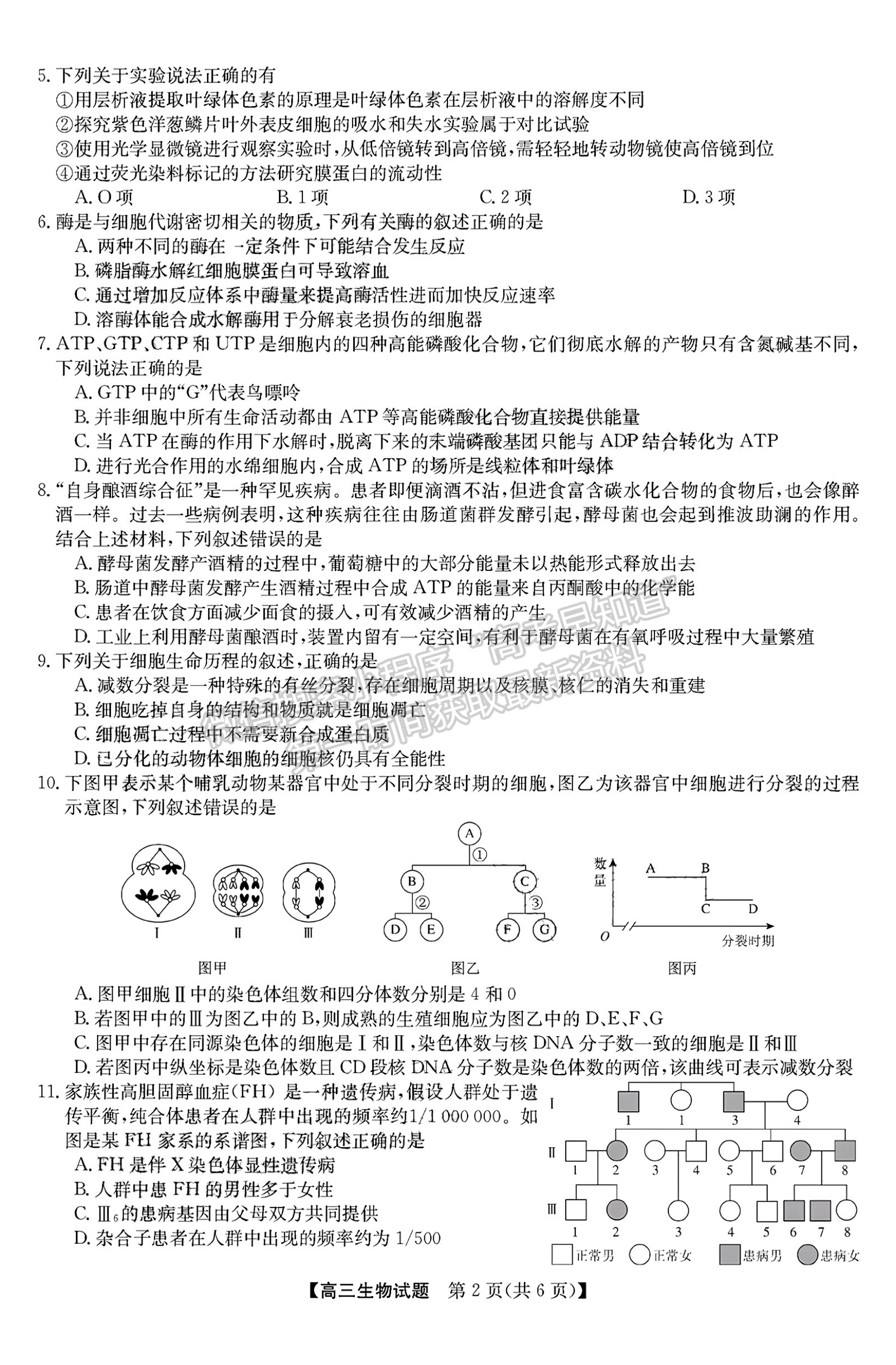 2023安徽皖北五校高三12月聯(lián)考生物試卷及答案