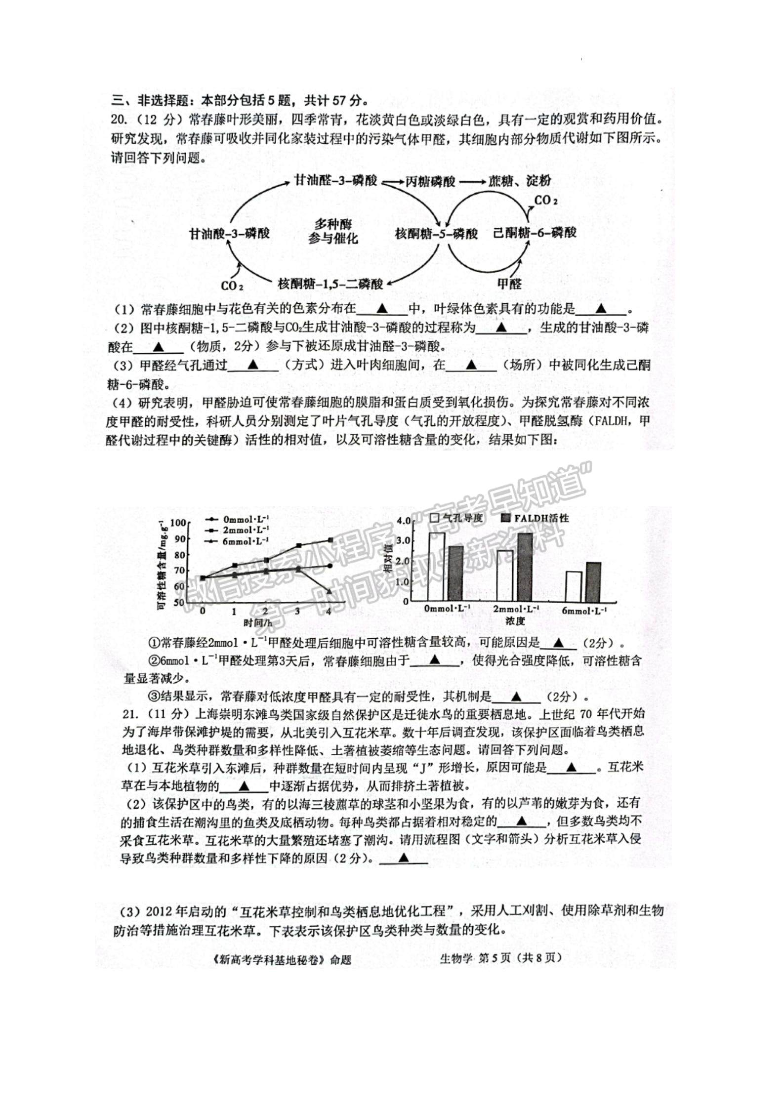 2023屆江蘇省新高考基地學(xué)校高三12月聯(lián)考生物試題及參考答案