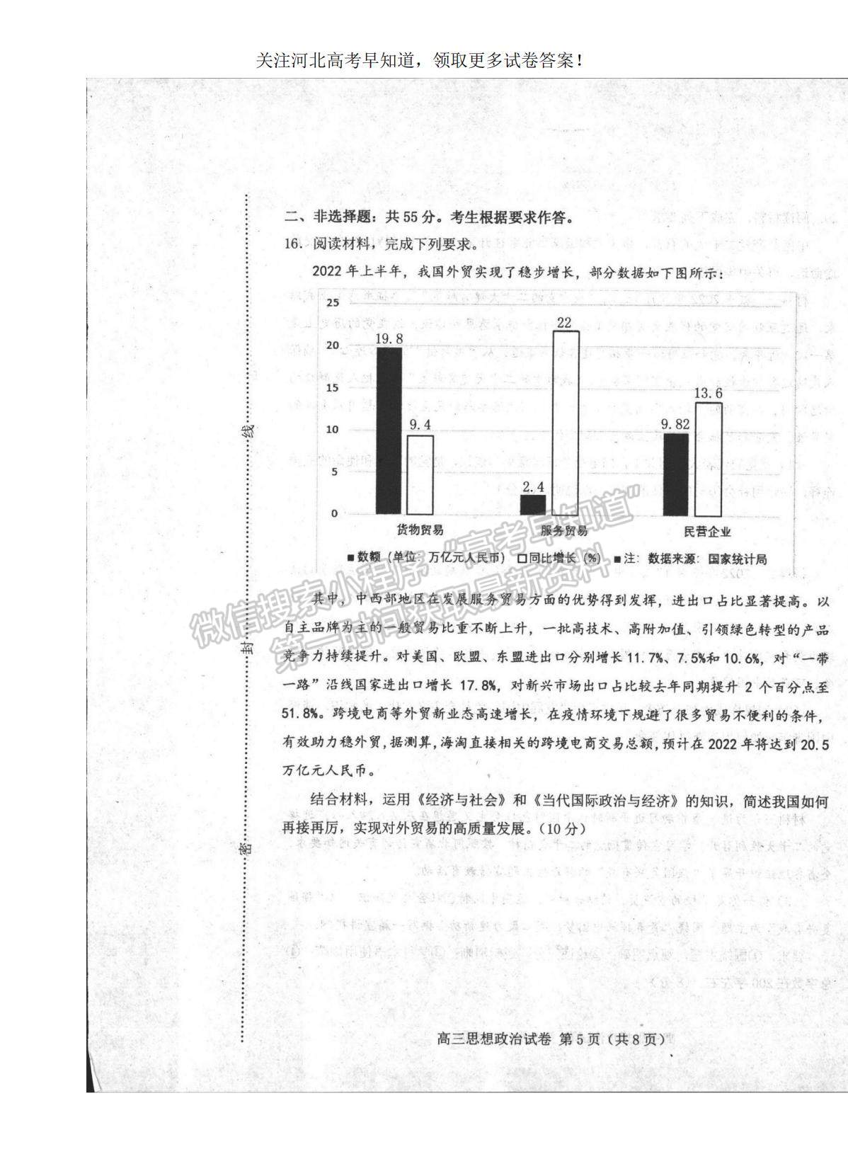 2023河北省唐山市高三上學(xué)期摸底考試政治試題及參考答案