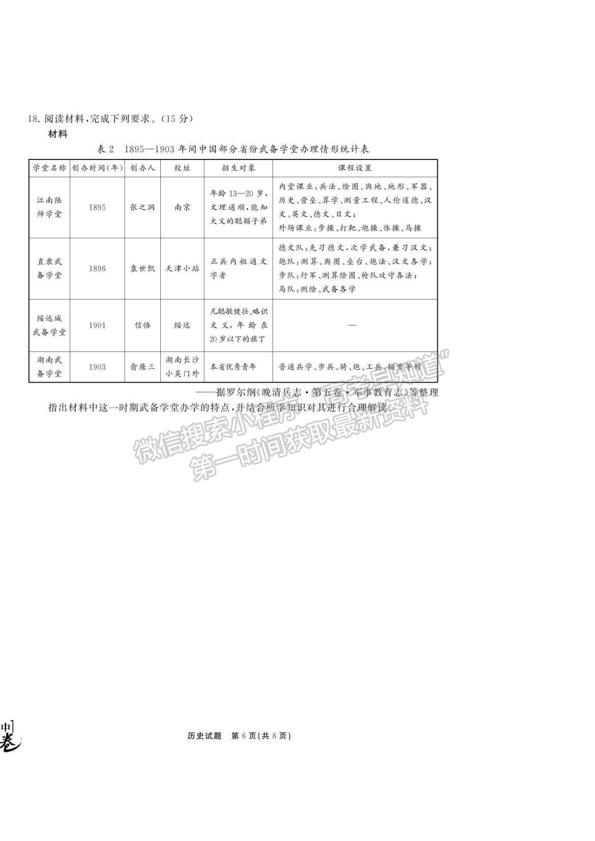 2023衡中同卷高三第一次學(xué)業(yè)質(zhì)量聯(lián)合檢測(cè)（全國(guó)卷）歷史試題及答案