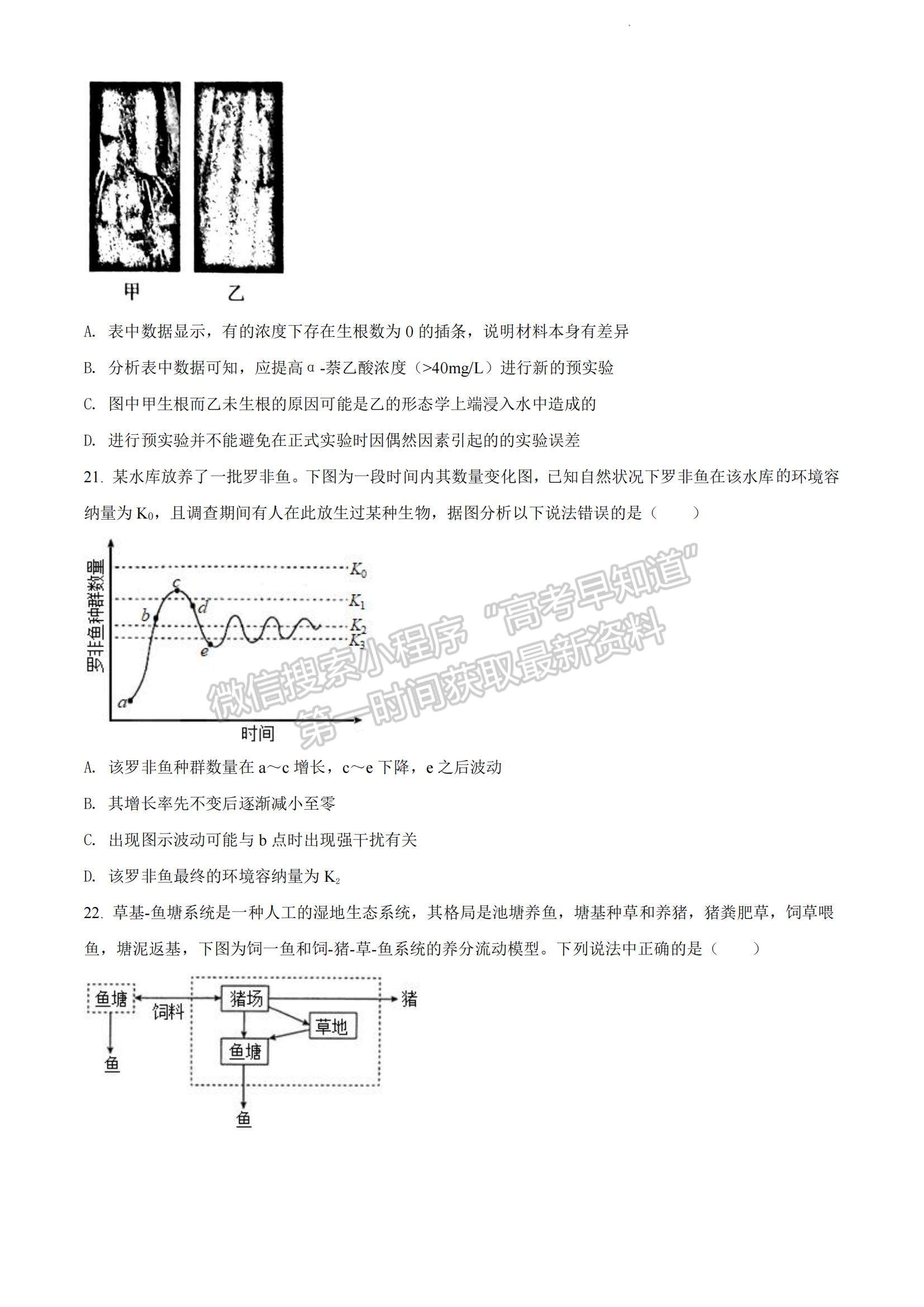 2023河南省安陽市高三上學期TOP二十名校調(diào)研摸底考試生物試題及參考答案