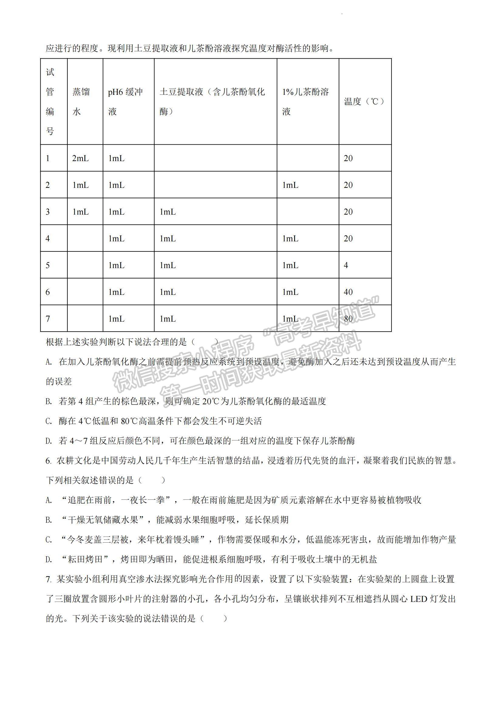 2023河南省安陽(yáng)市高三上學(xué)期TOP二十名校調(diào)研摸底考試生物試題及參考答案