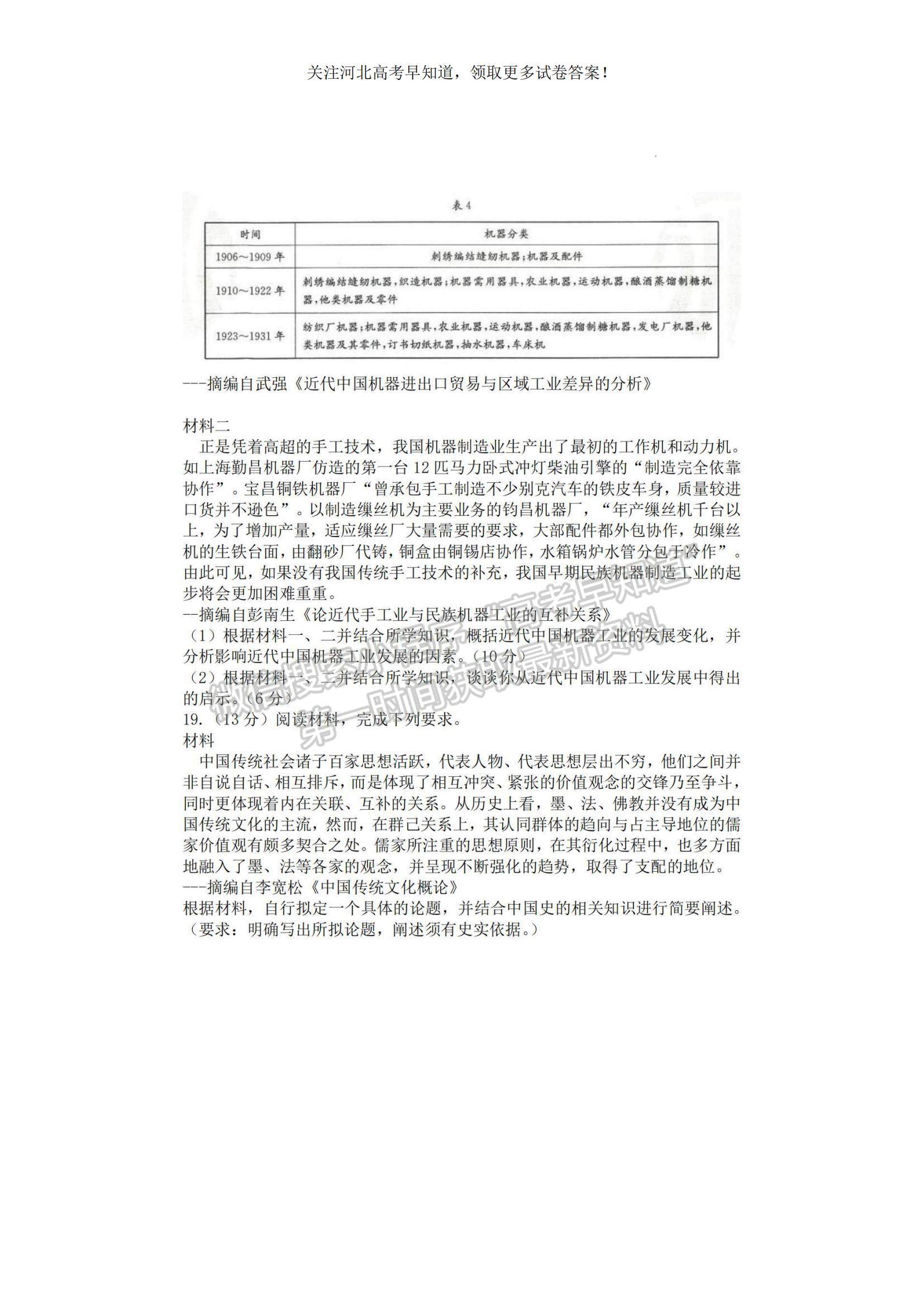 2023河北省保定市部分學(xué)校高三上學(xué)期開學(xué)考試歷史試題及參考答案