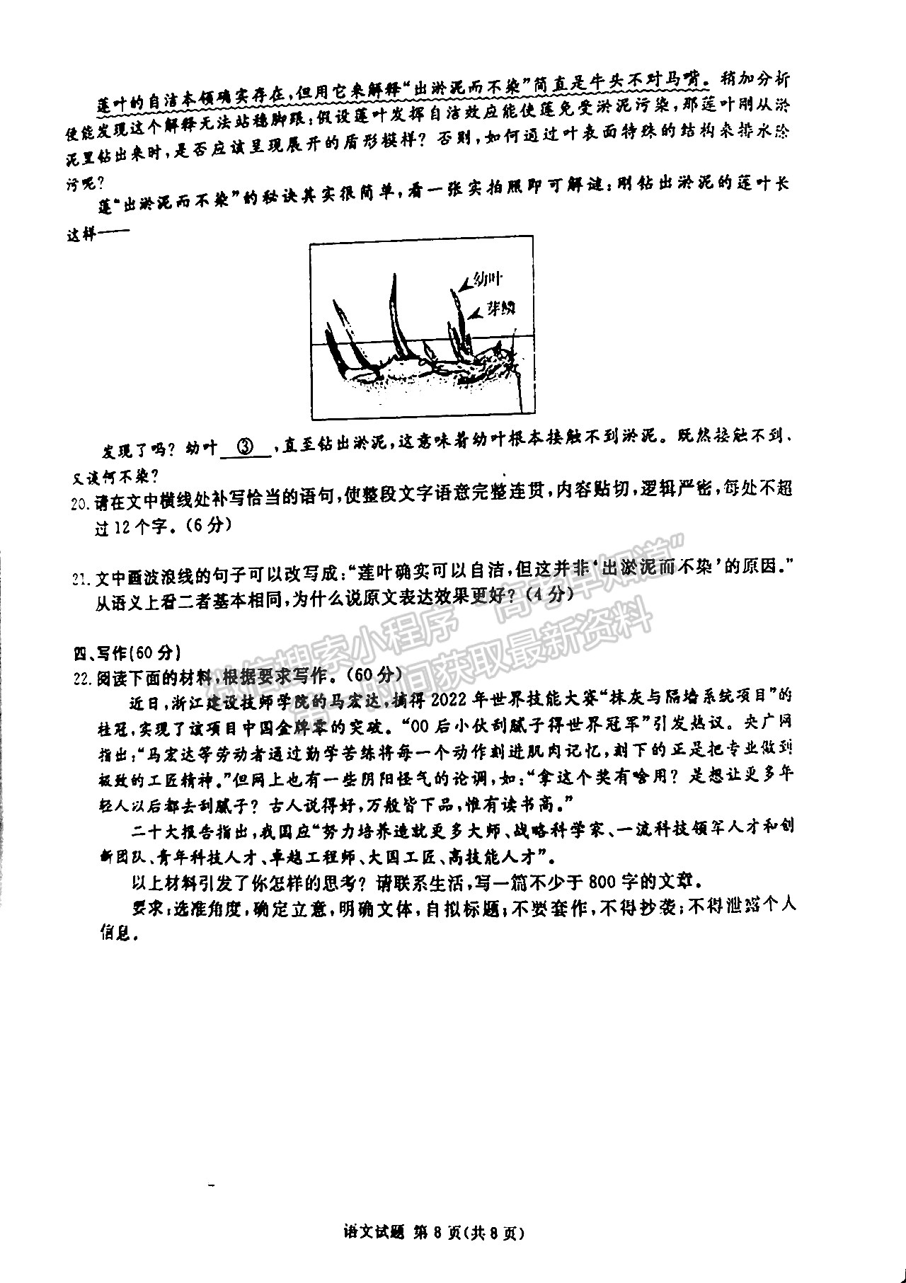 2023四川省廣安/眉山/遂寧/雅安/廣元/資陽六市第一次診斷性考試語文試題及答案