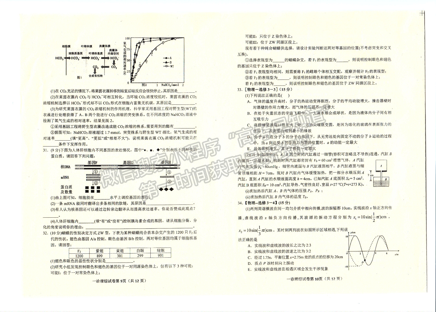 2023四川省達州市普通高中2023屆第一次診斷性考試理科綜合試題及答案