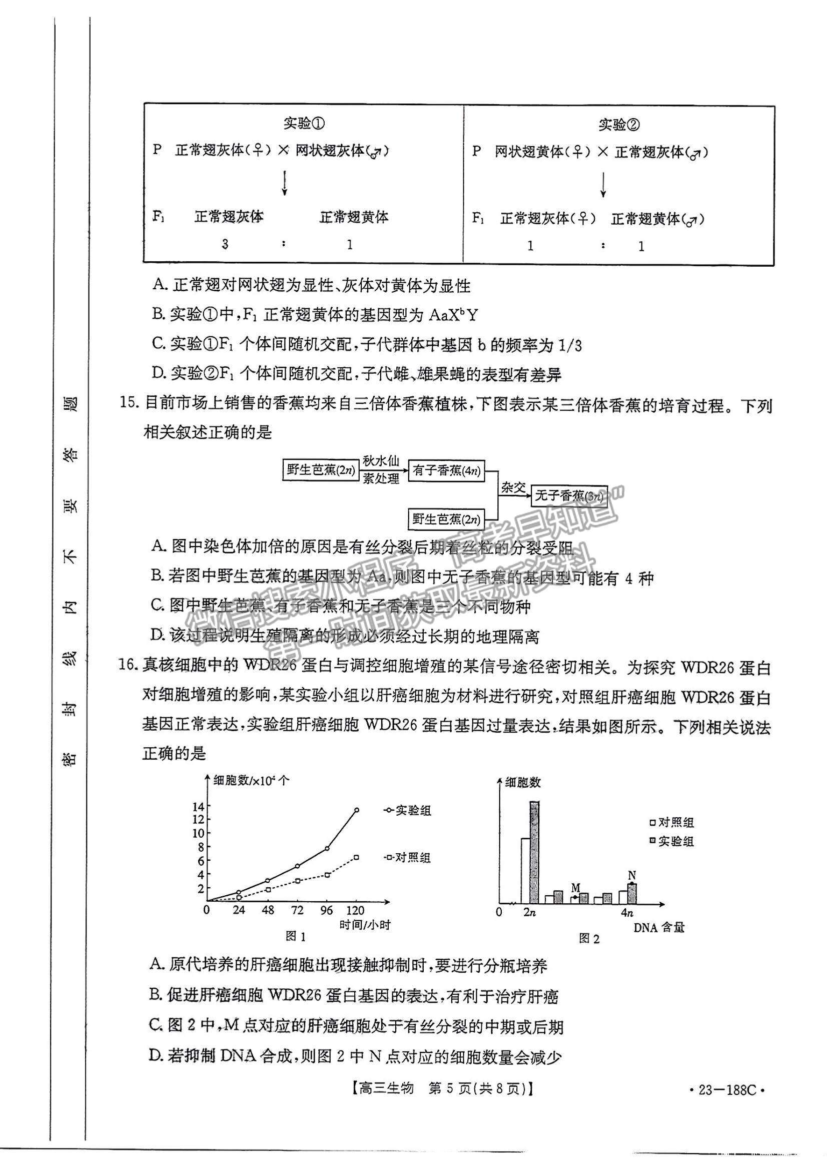 2023廣東高三12月大聯(lián)考(23-188C)生物試題及答案