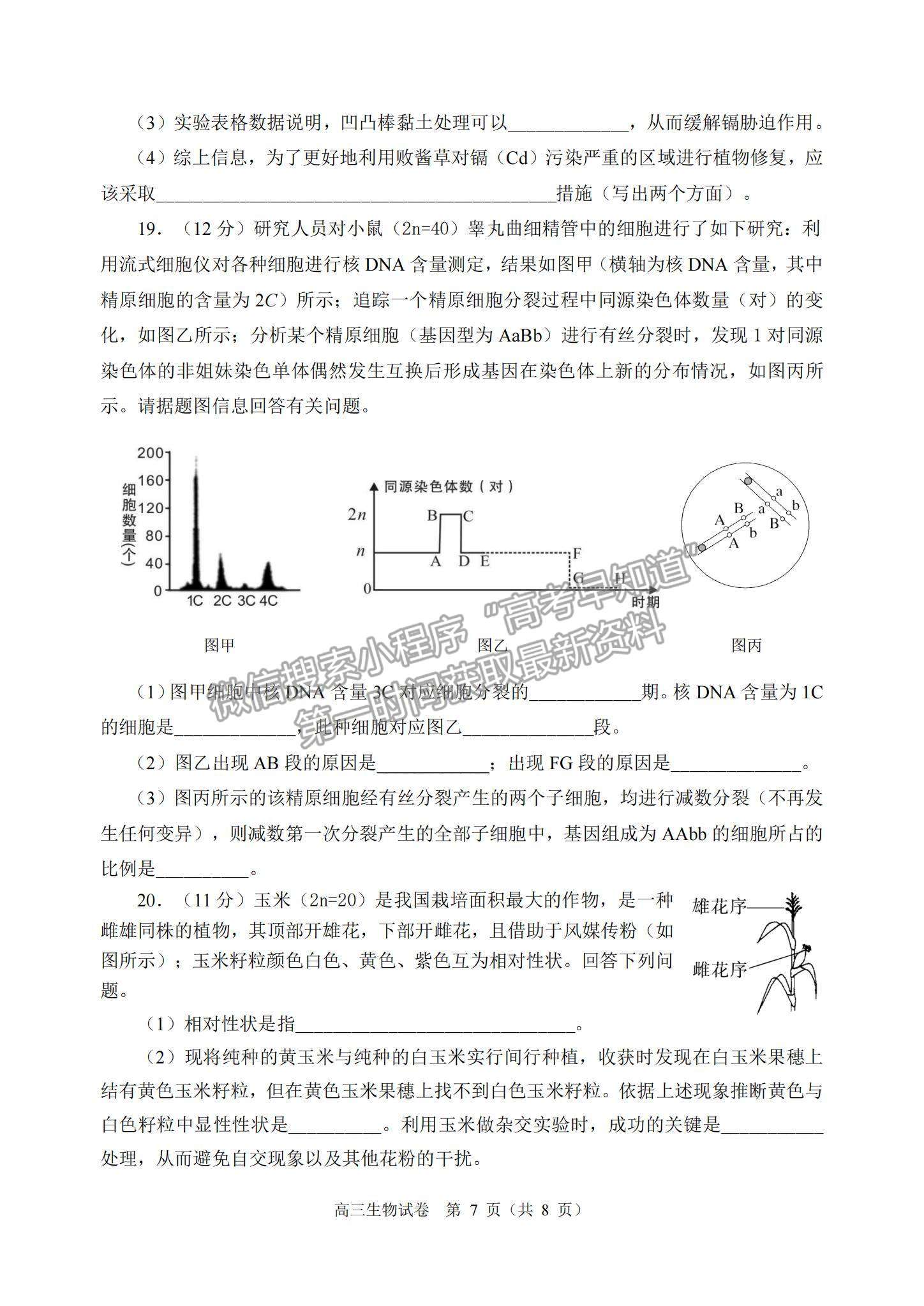 2023順德一模生物試題及參考答案